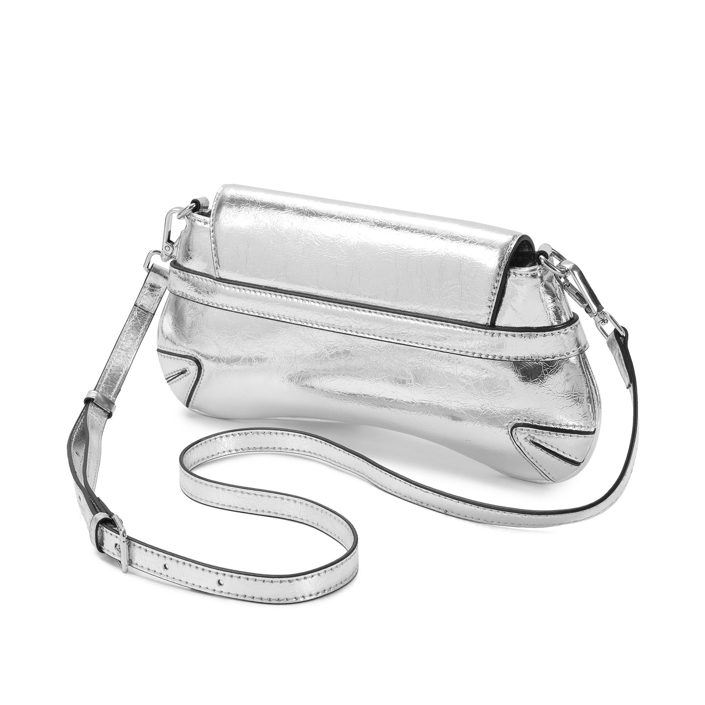 Metallic Leather Shoulder Bag with Horsebit Hardware