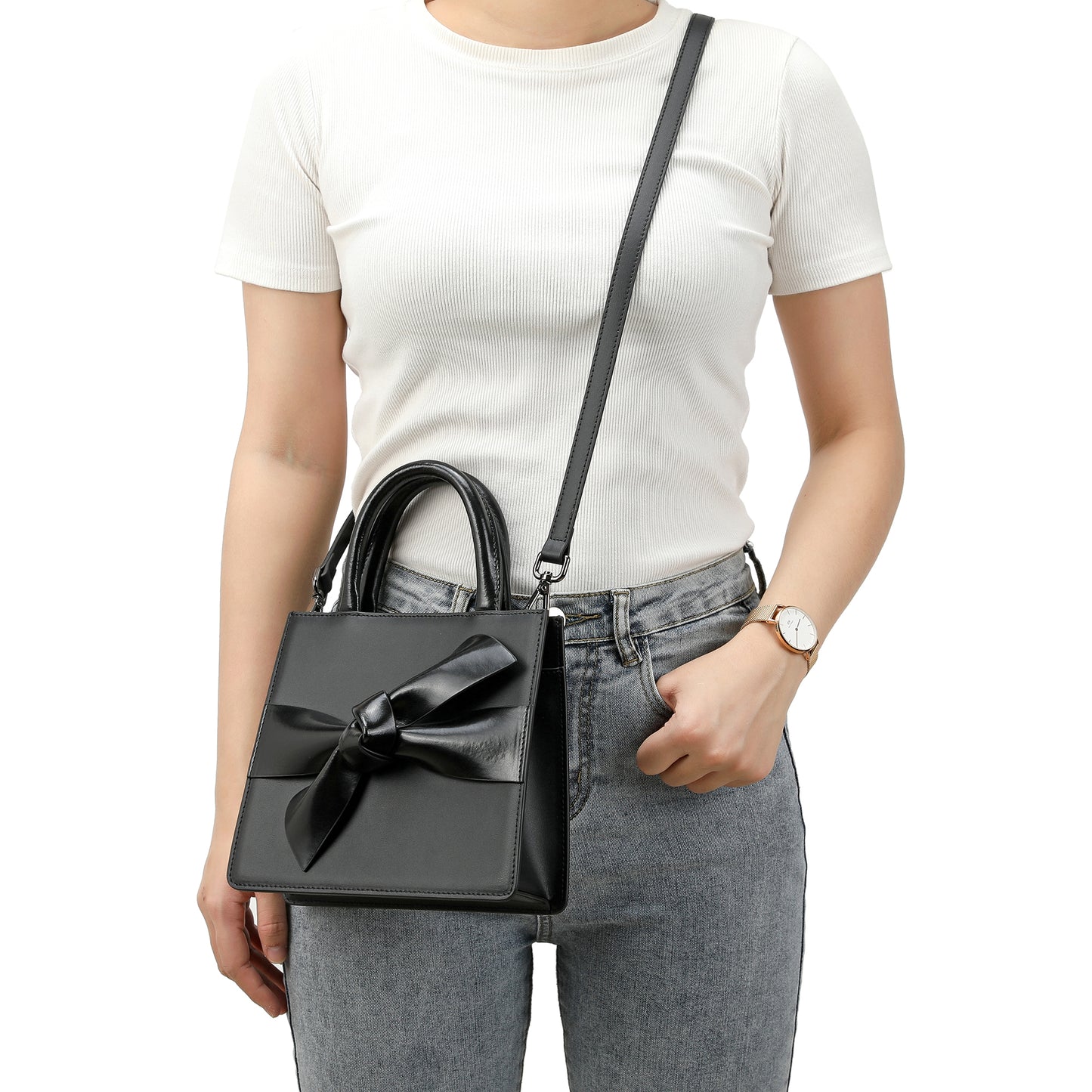 Tiffany & Fred Top-Handle Smooth Leather Shoulder Bag