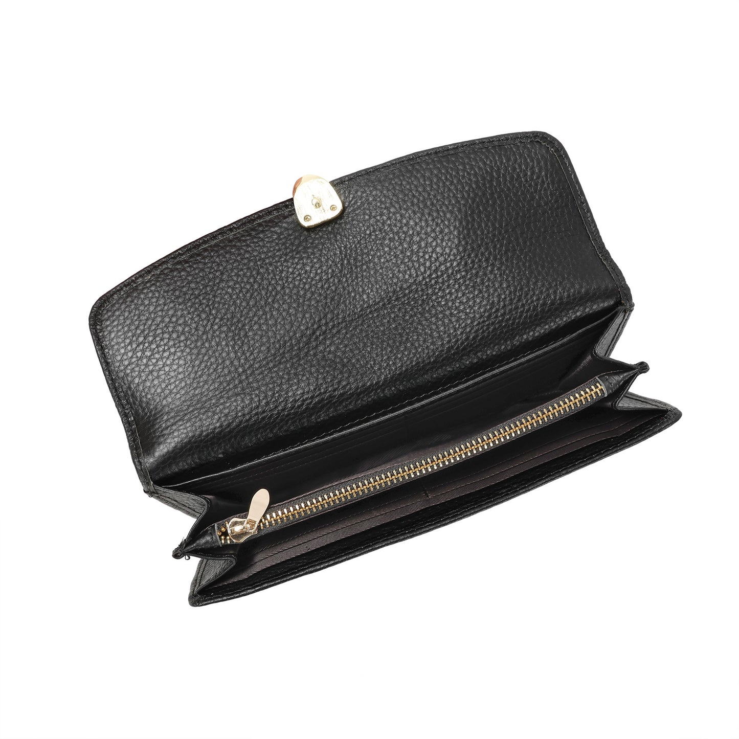 Quilted Leather Wallet with Enamel Clasp