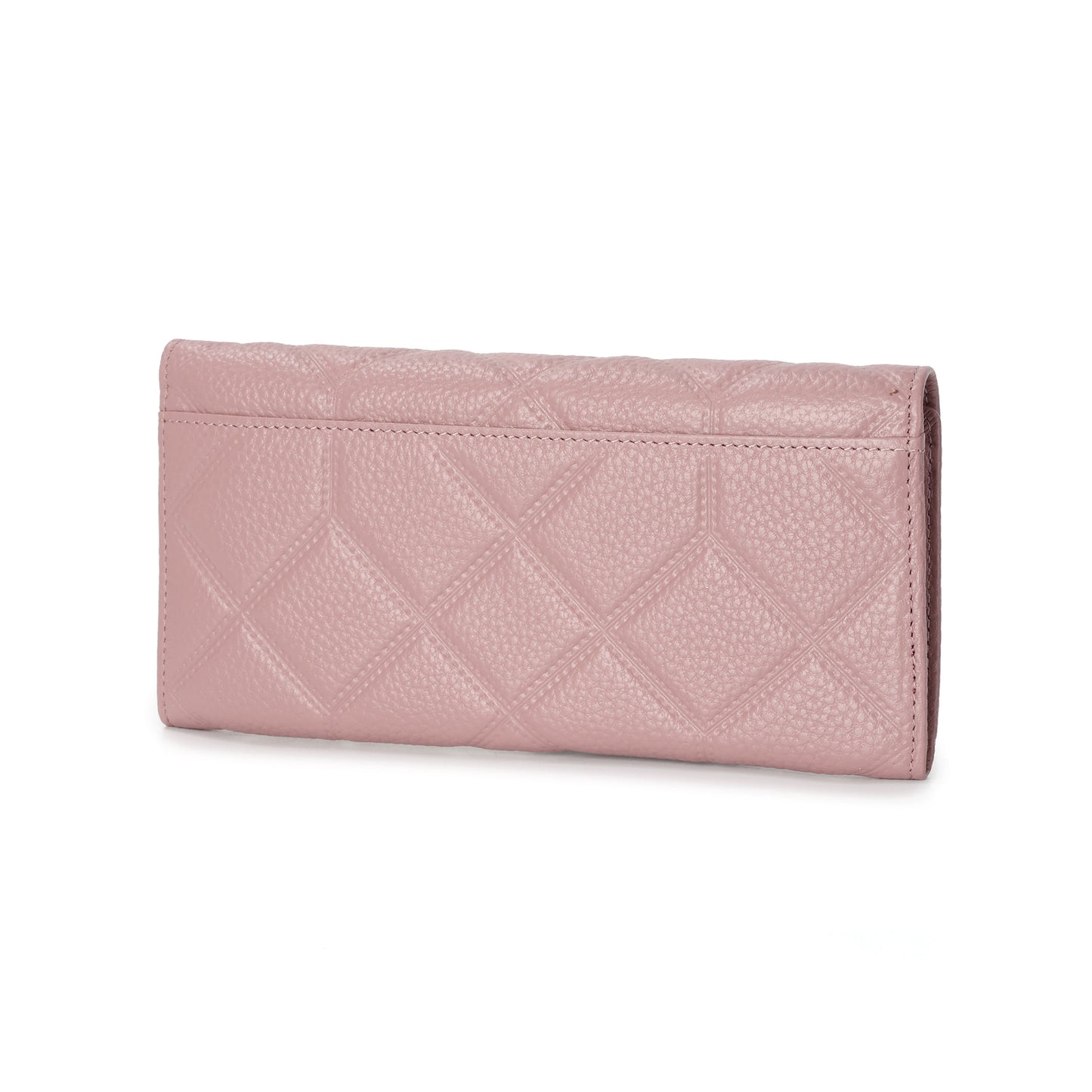 Quilted Leather Wallet with Enamel Clasp