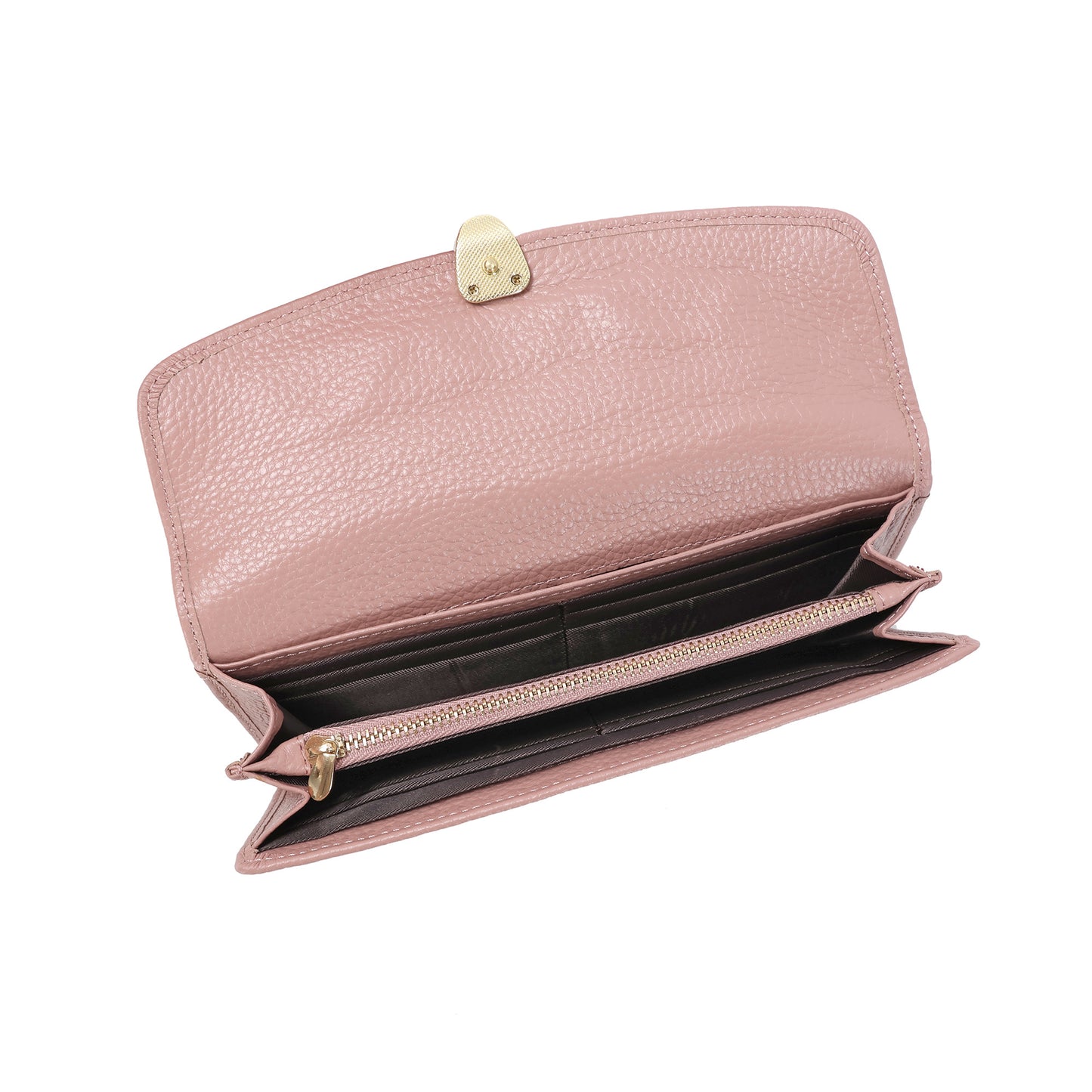 Quilted Leather Wallet with Enamel Clasp