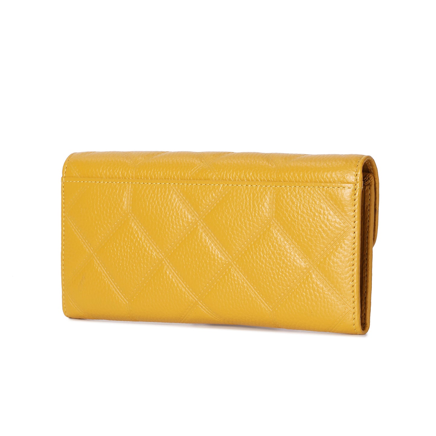 Quilted Leather Wallet with Enamel Clasp