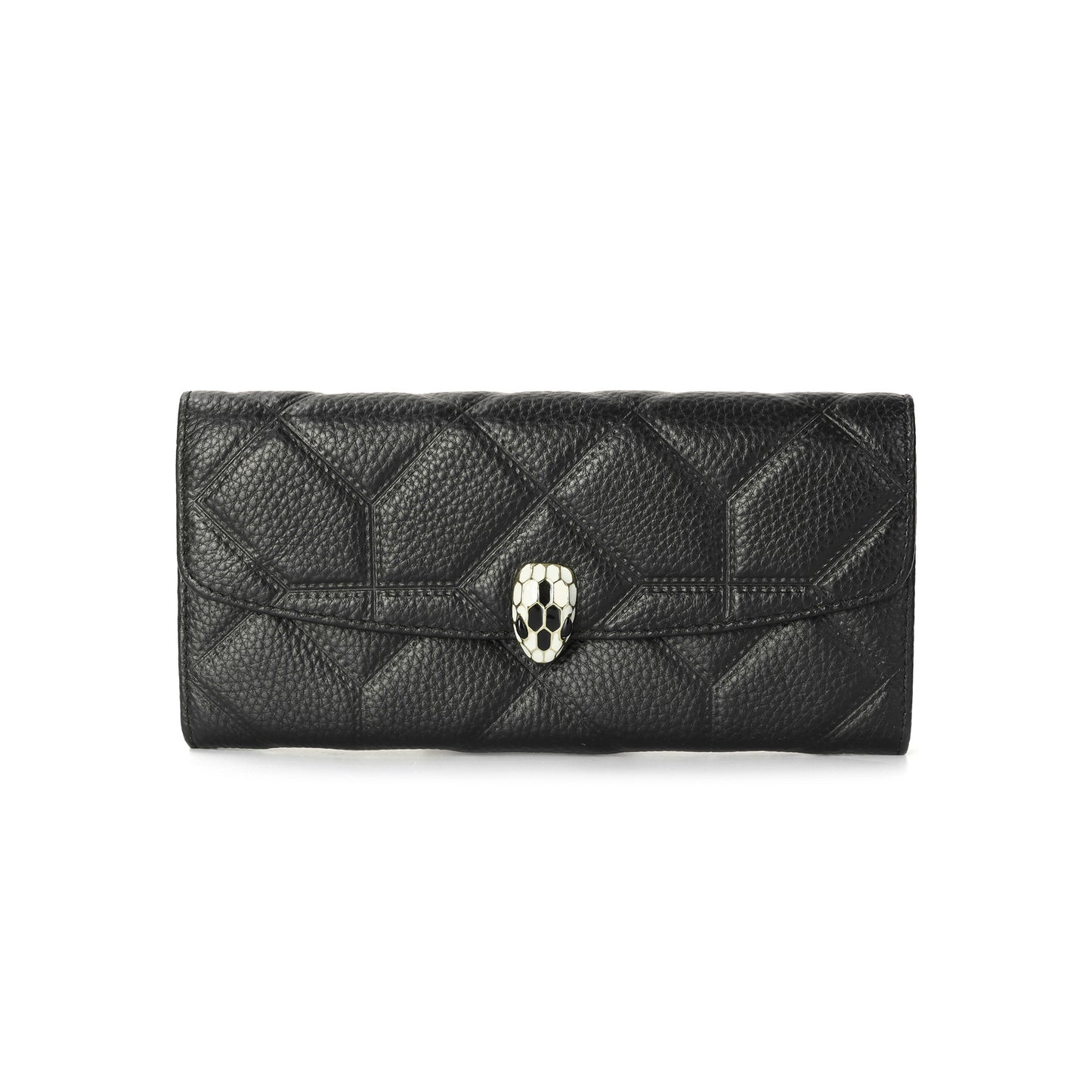 Quilted Leather Wallet with Enamel Clasp