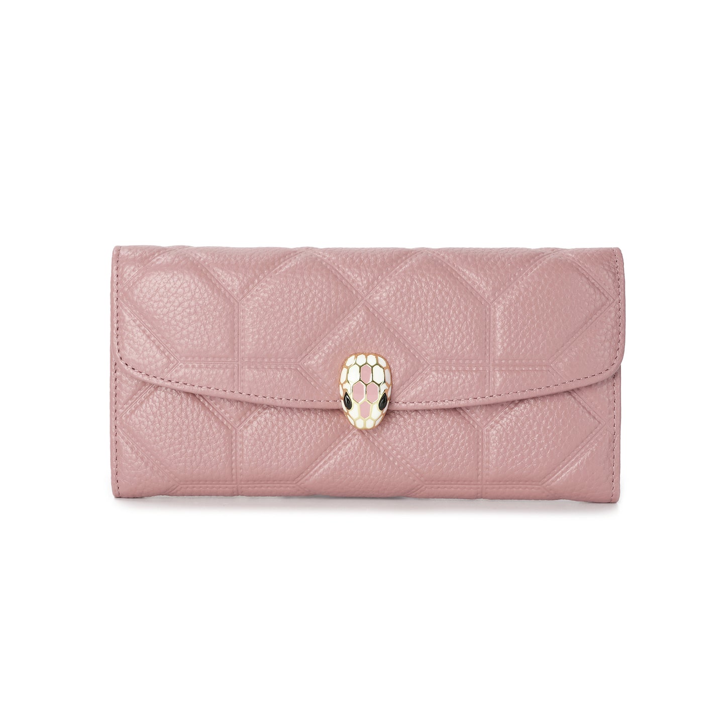 Quilted Leather Wallet with Enamel Clasp