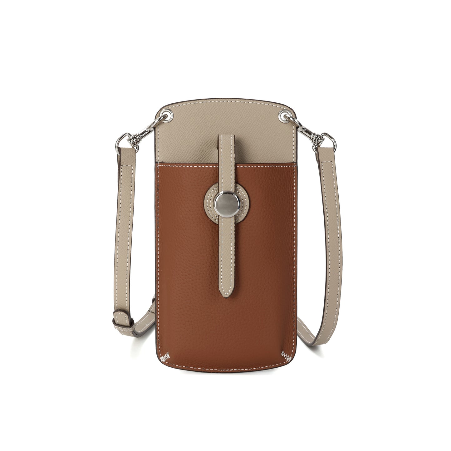 Two-Tone Leather Phone Crossbody Bag