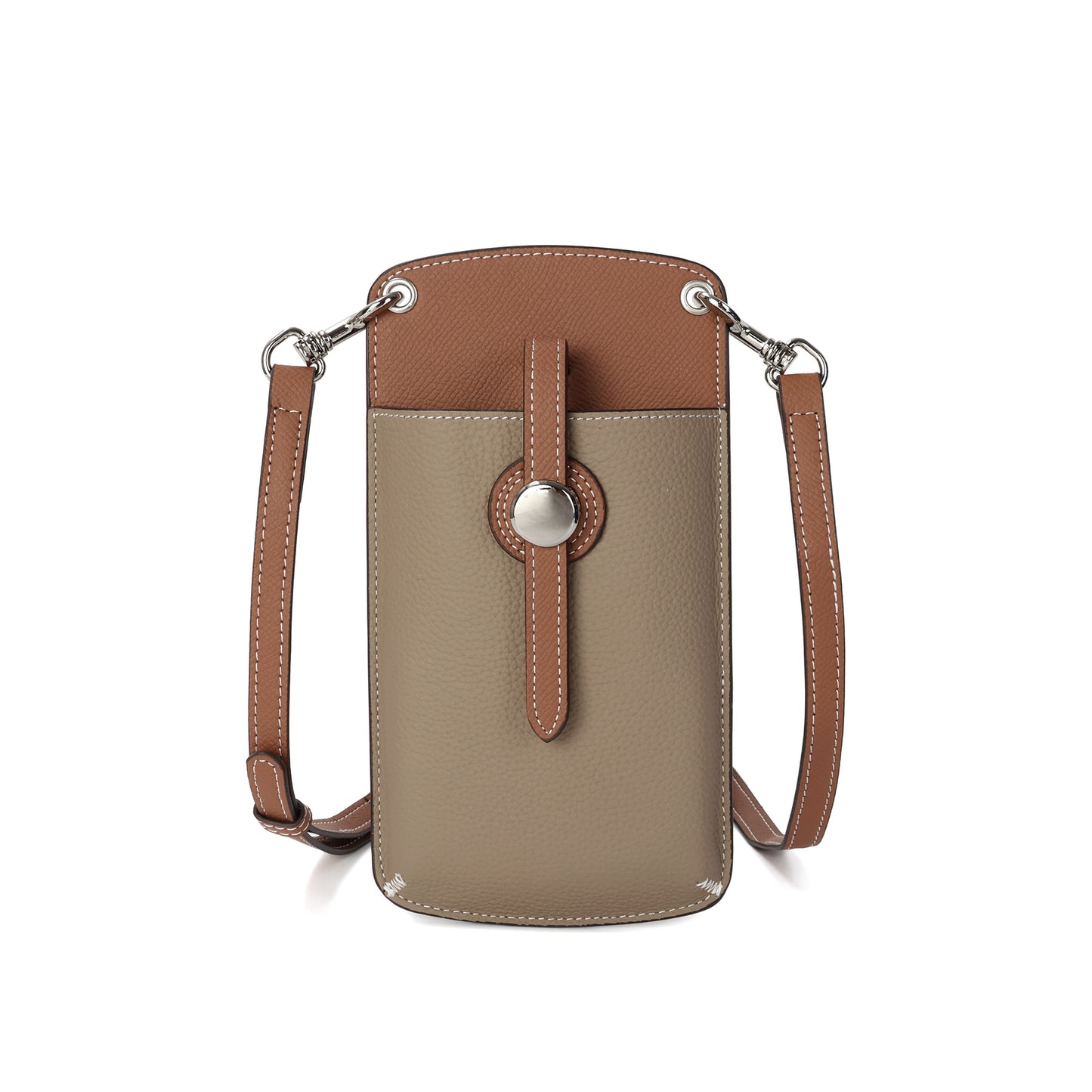 Two-Tone Leather Phone Crossbody Bag