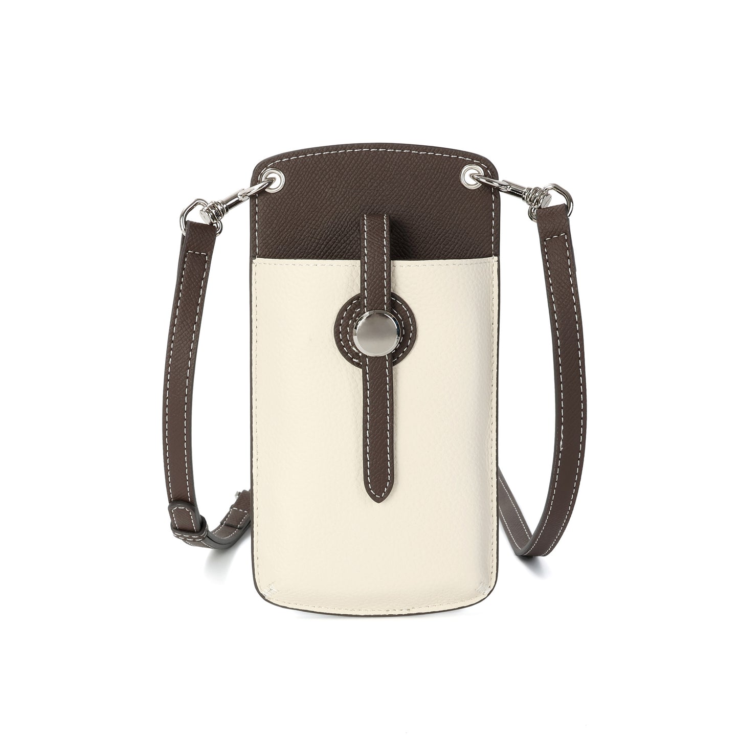 Two-Tone Leather Phone Crossbody Bag