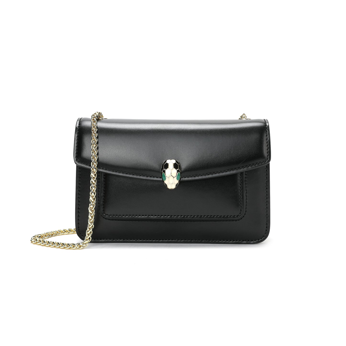 Smooth Leather Foldover Shoulder Bag
