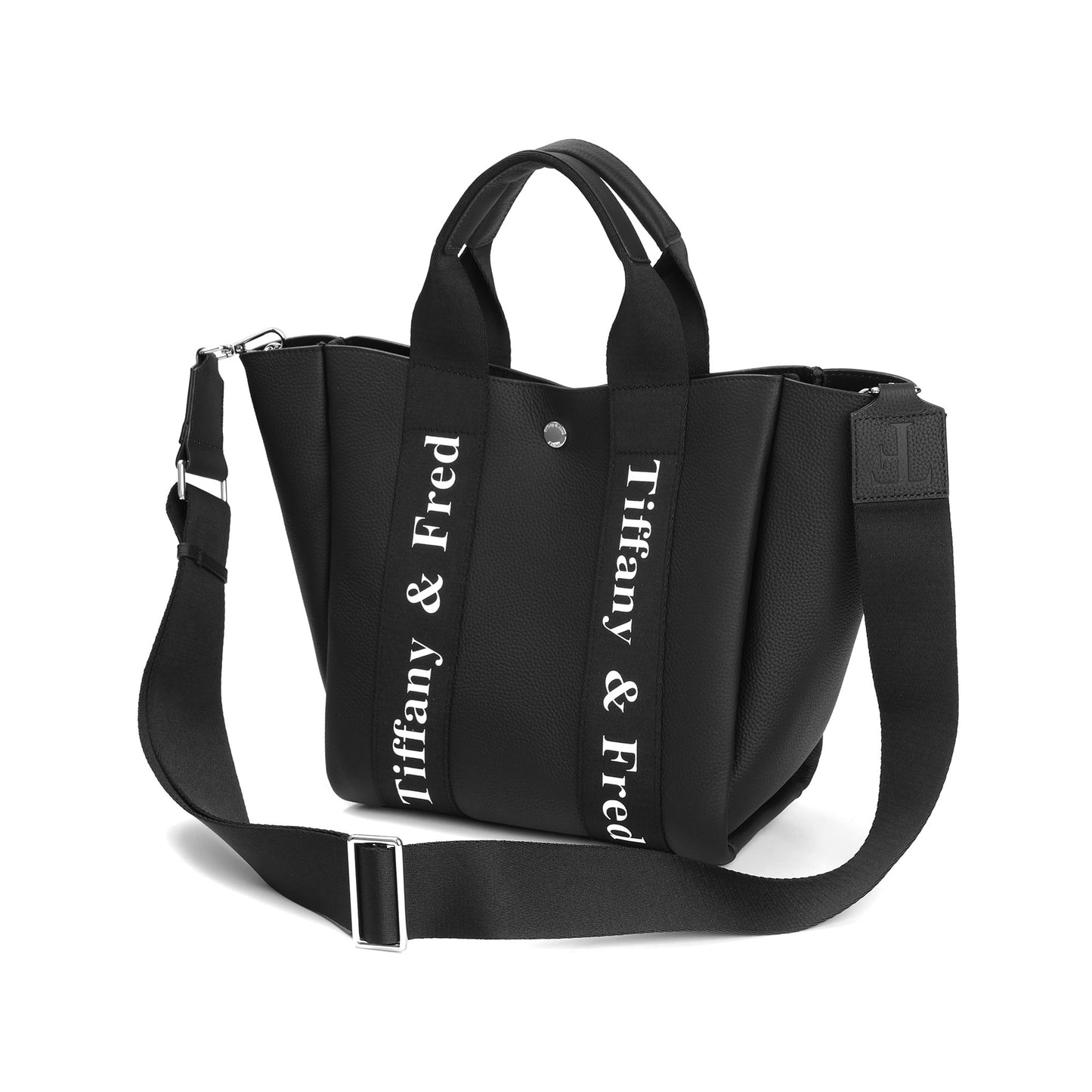 Pebbled Leather Mini Tote with Logo Webbing Strap