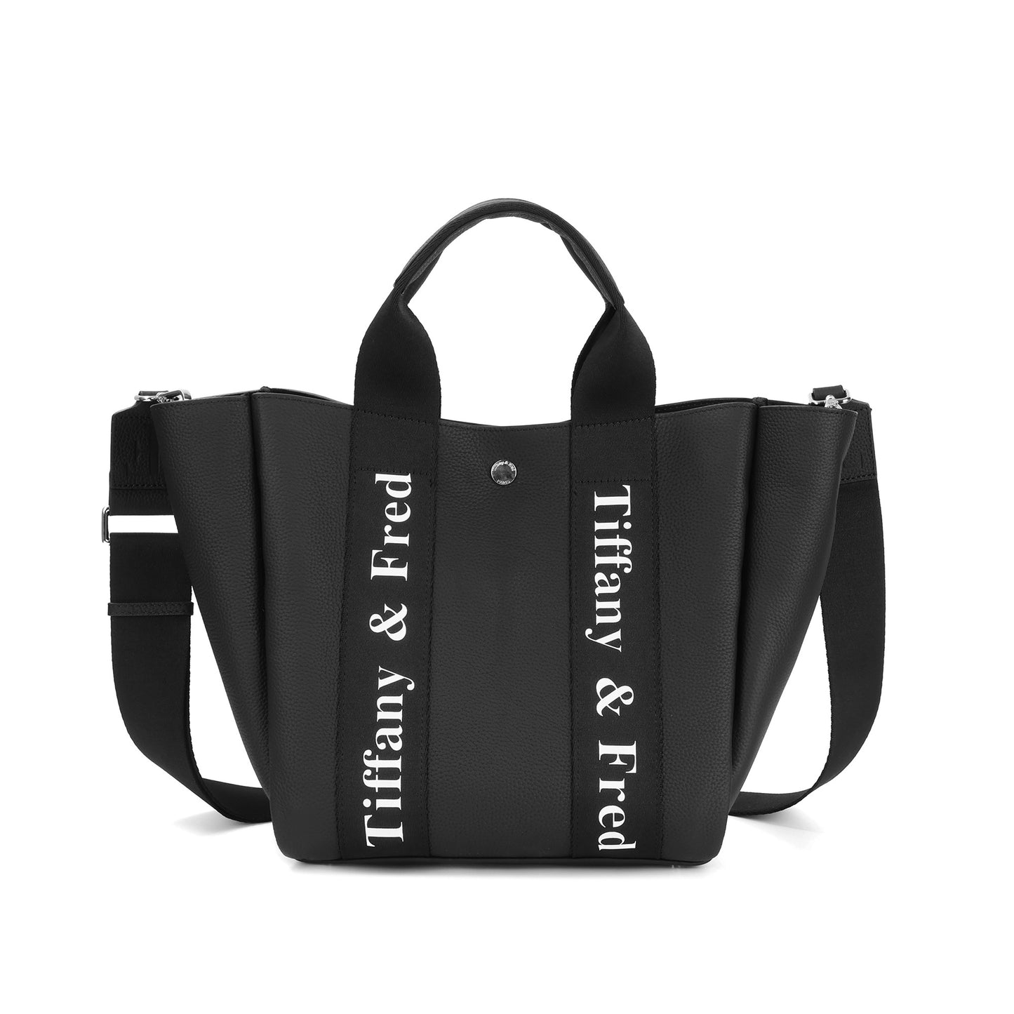 Pebbled Leather Mini Tote with Logo Webbing Strap