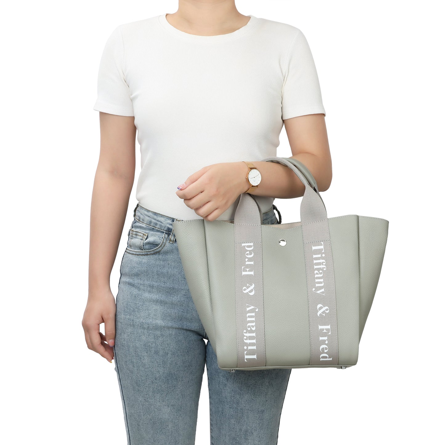 Pebbled Leather Mini Tote with Logo Webbing Strap