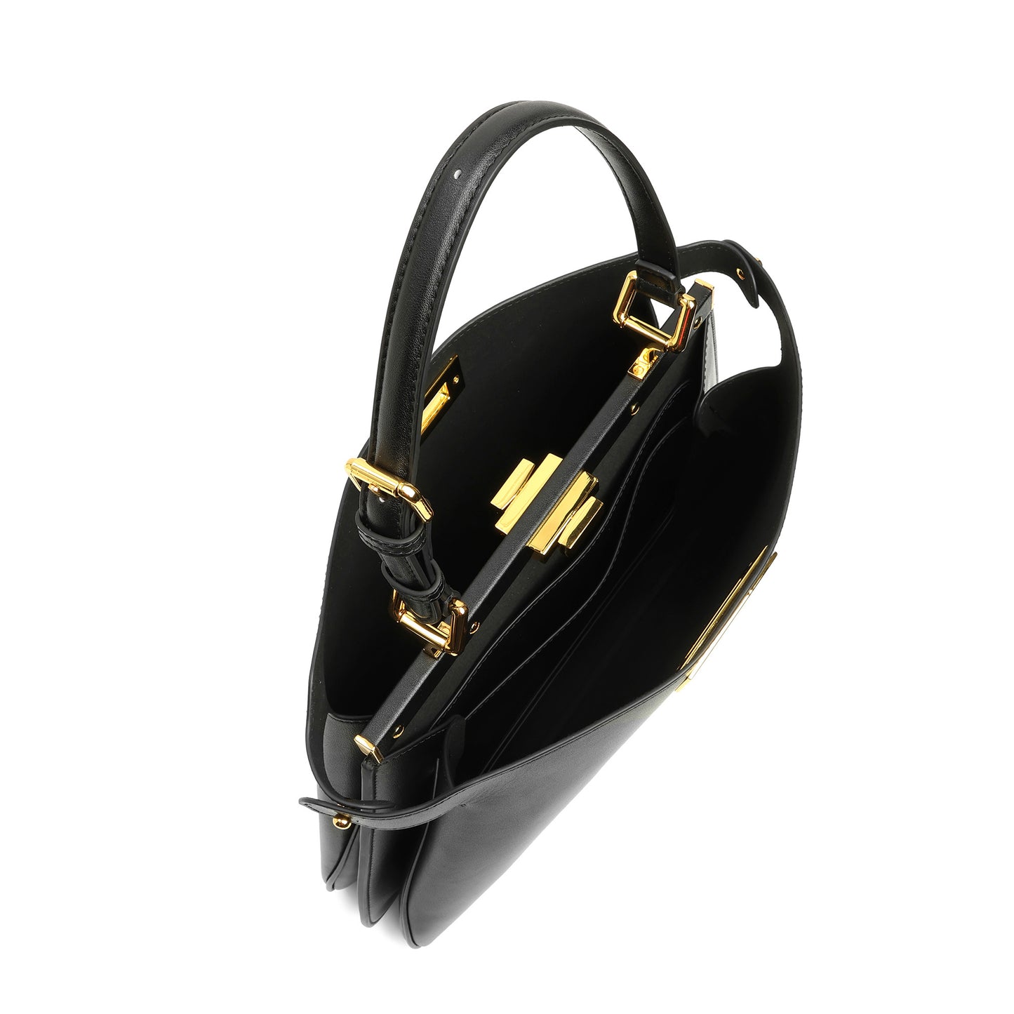 Smooth Leather Structured Tote with Turn-Lock Closure