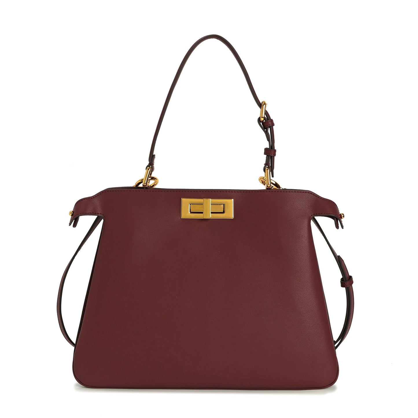 Smooth Leather Structured Tote with Turn-Lock Closure