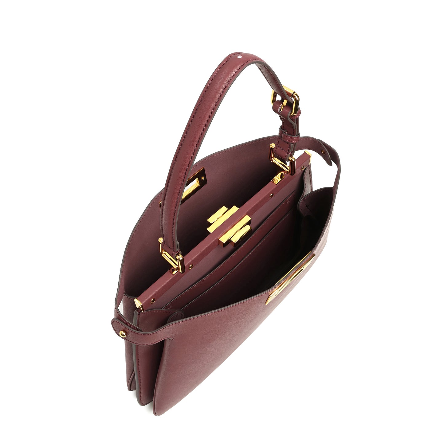 Smooth Leather Structured Tote with Turn-Lock Closure
