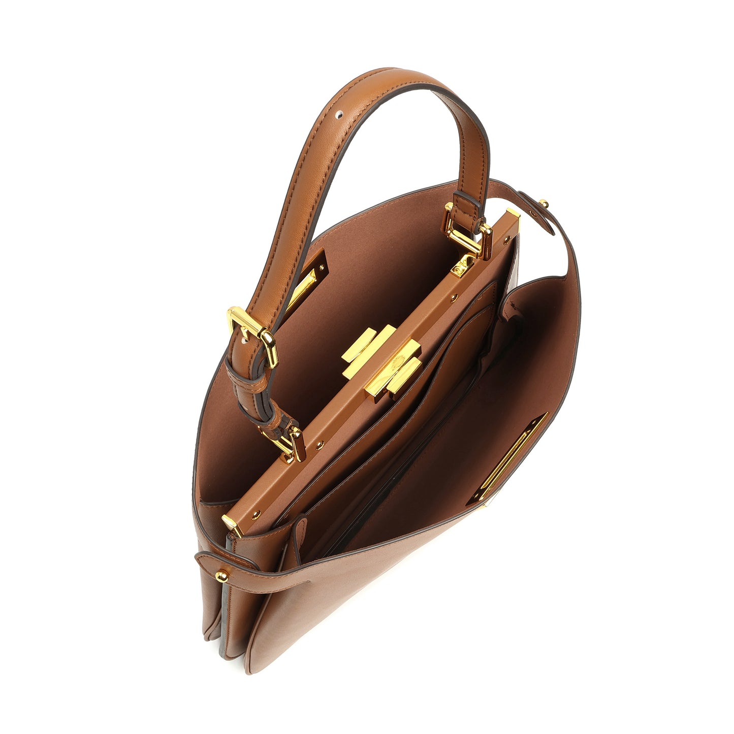 Smooth Leather Structured Tote with Turn-Lock Closure