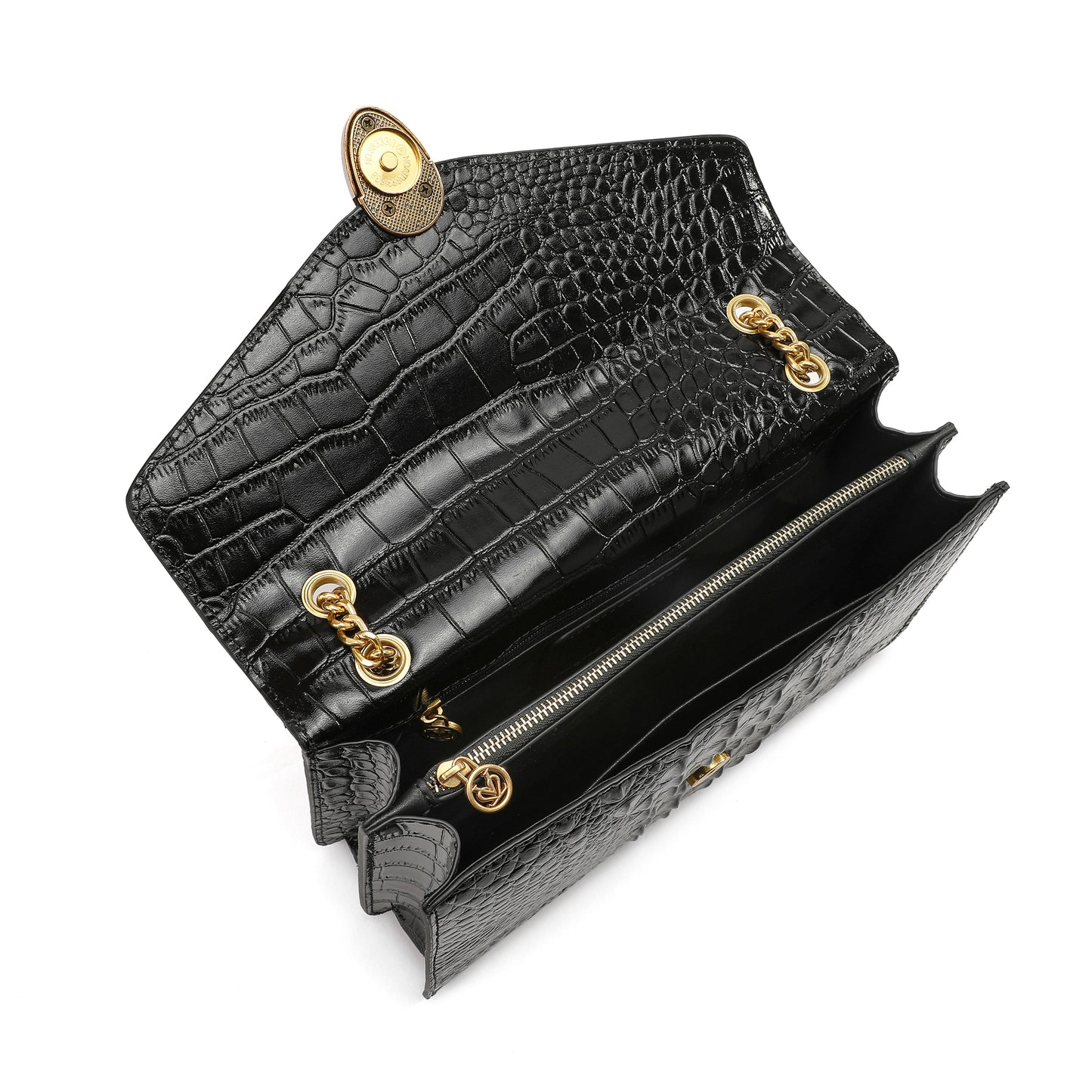 Tiffany & Fred Alligator Embossed Leather Shoulder Bag