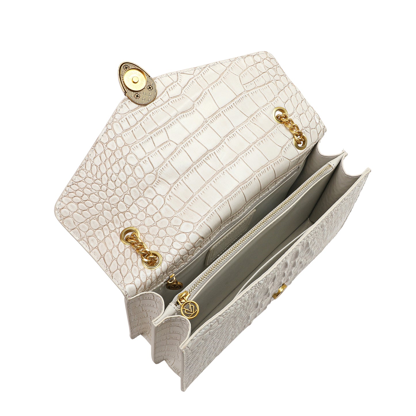 Tiffany & Fred Alligator Embossed Leather Shoulder Bag