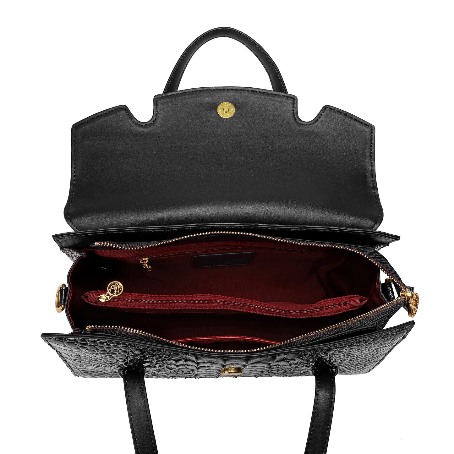 Tiffany & Fred Alligator Embossed Leather Satchel/Shoulder Bag