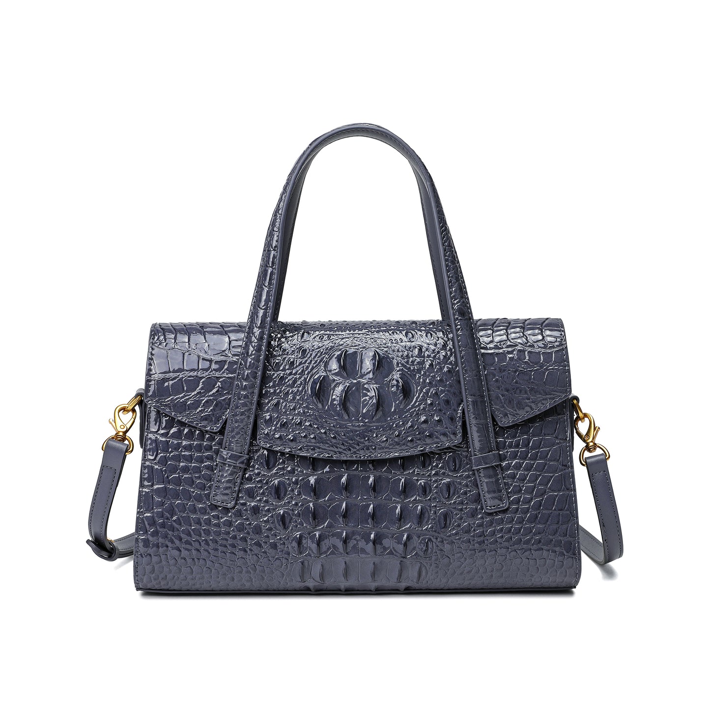 Tiffany & Fred Alligator Embossed Leather Satchel/Shoulder Bag