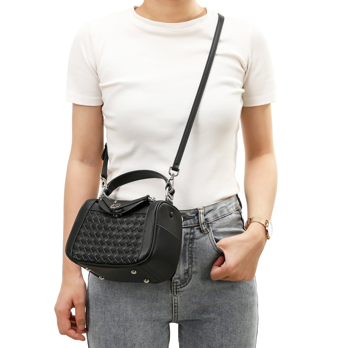 Woven Leather Crossbody/ Shoulder Bag