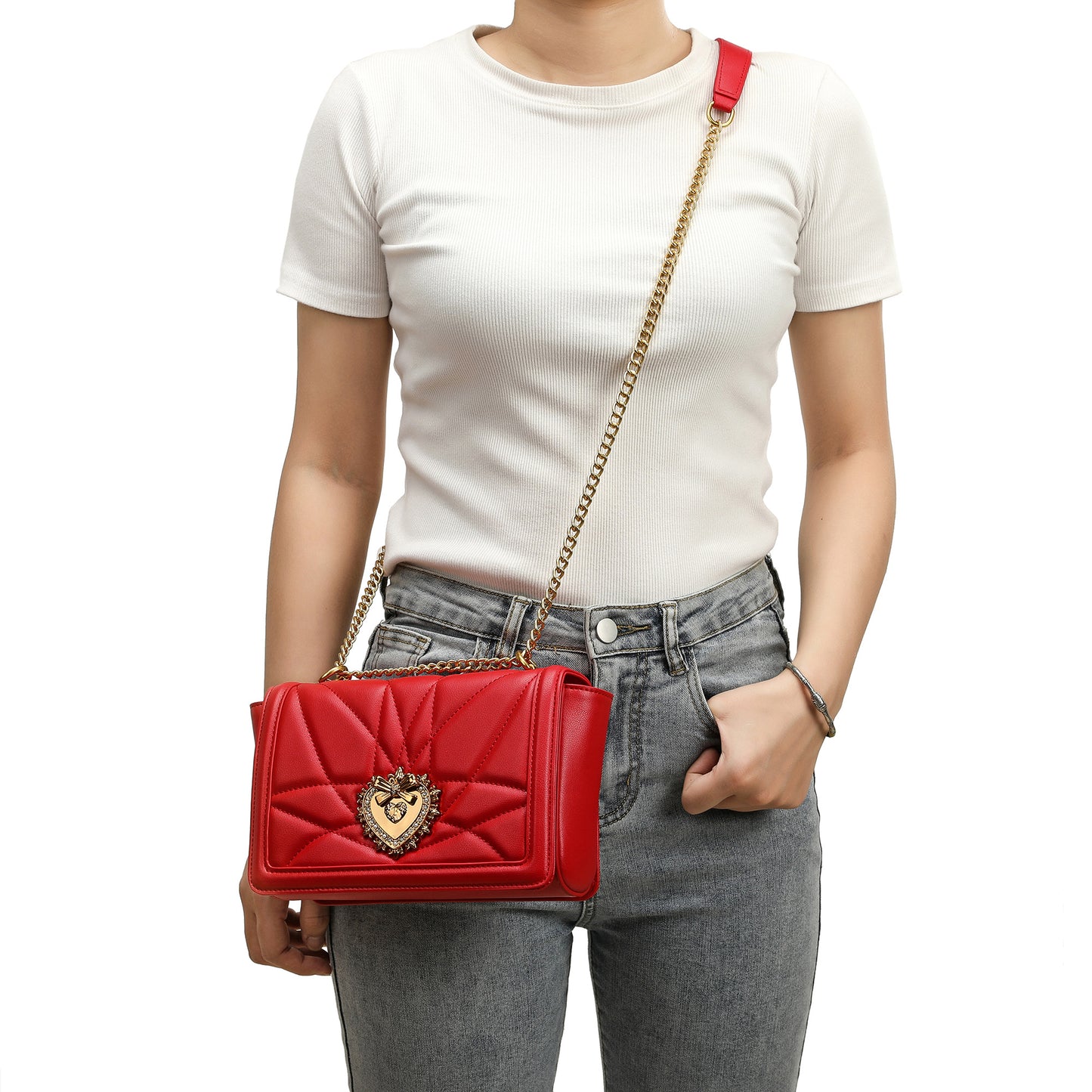 Tiffany & Fred Quilted Sheepskin Heart Shaped Hardware
