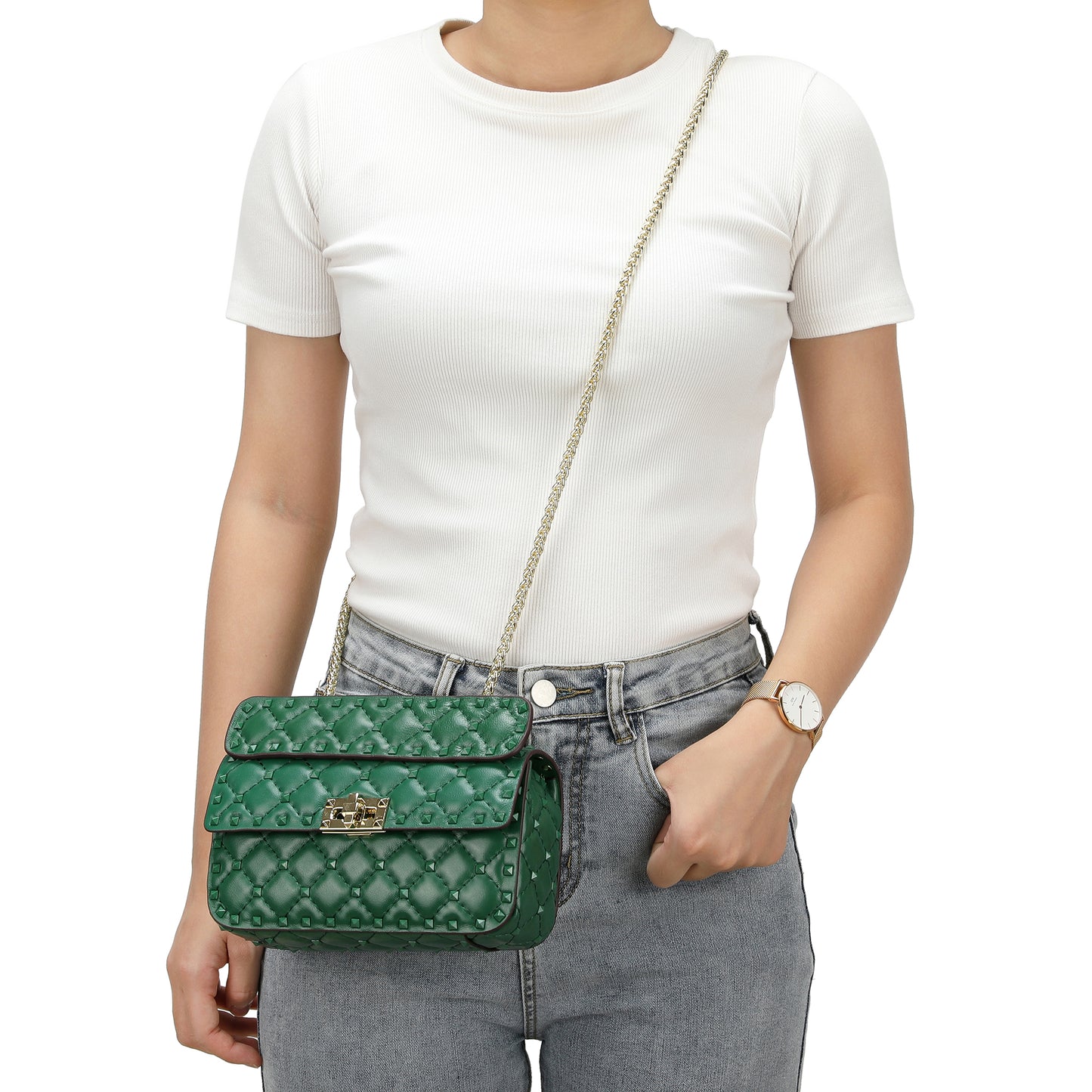 Valenté Studded Leather Shoulder Bag