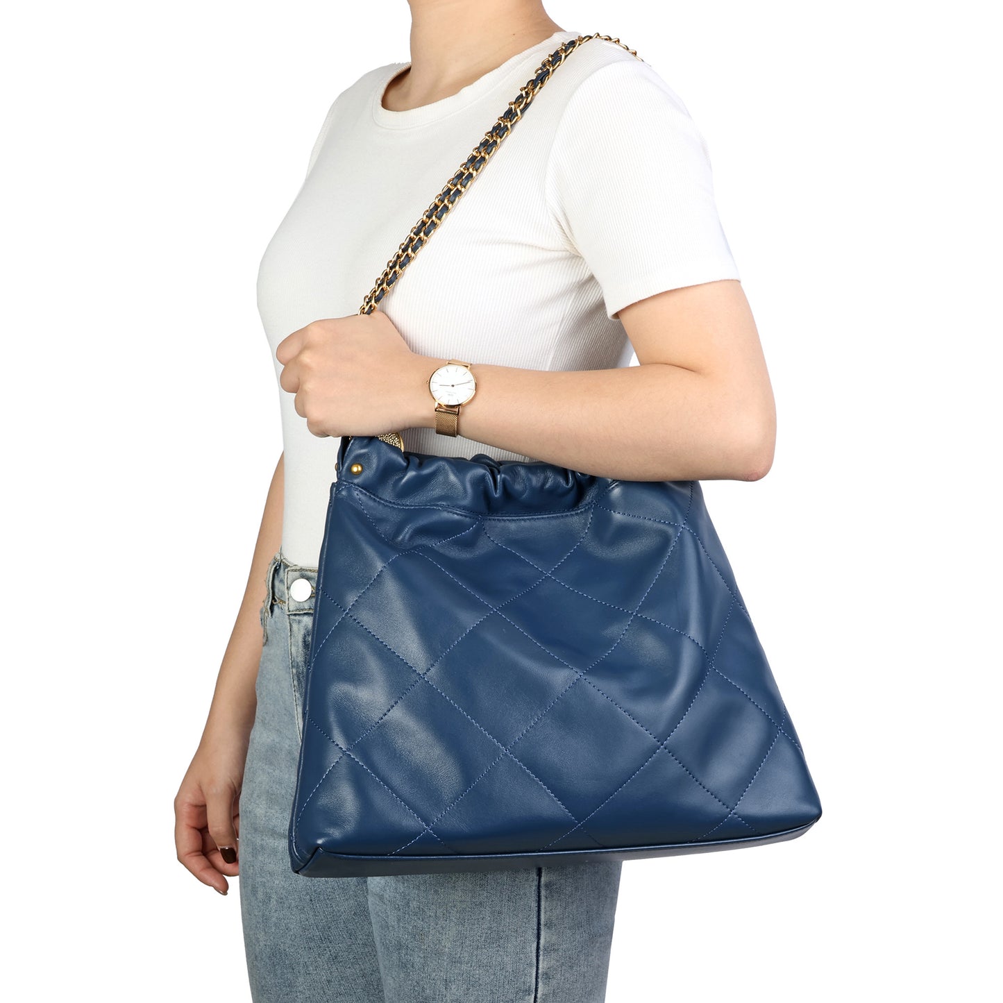 Tiffany & Fred Quilted Lambskin Leather Tote Bag