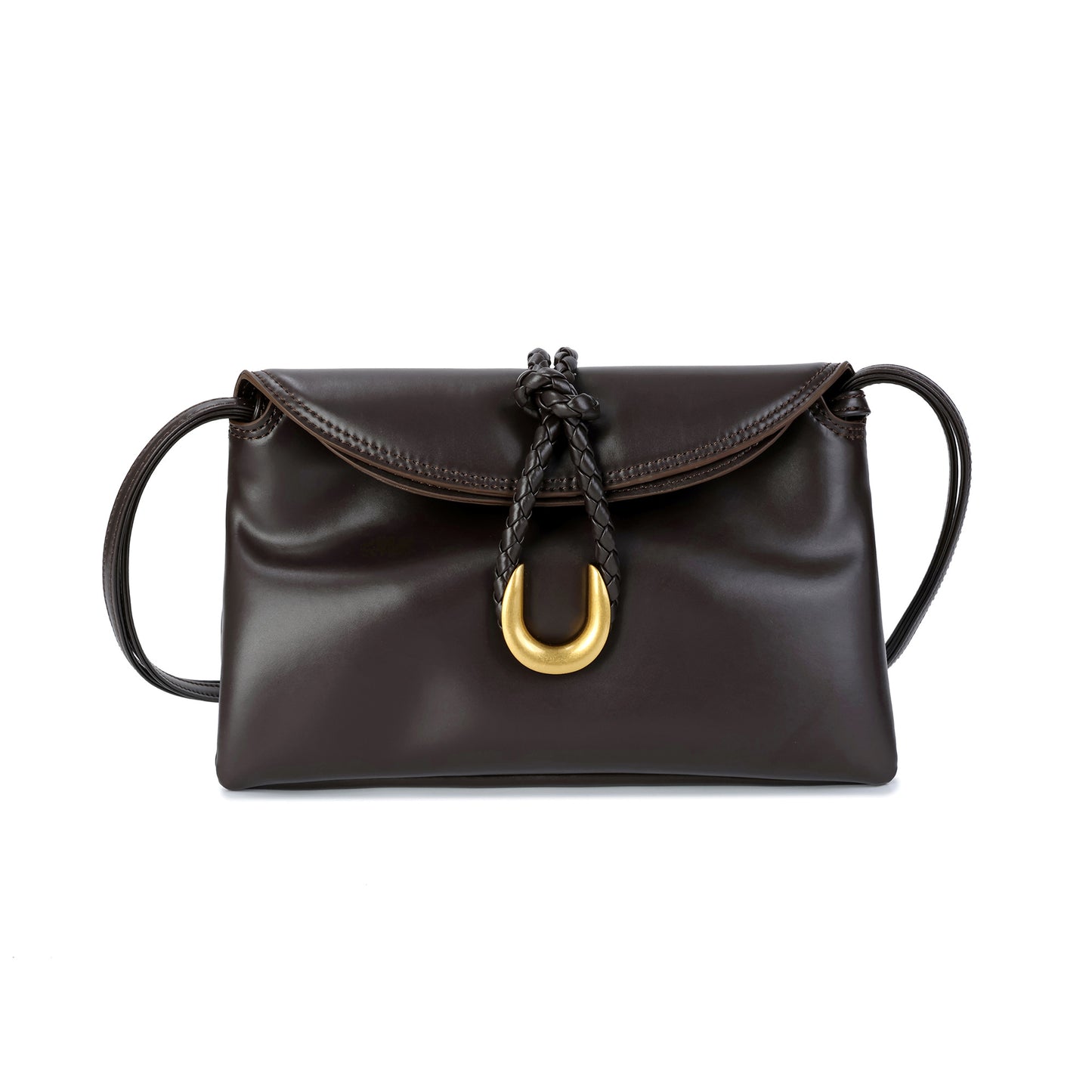 Elegant Leather Crossbody Bag with Braided Closure