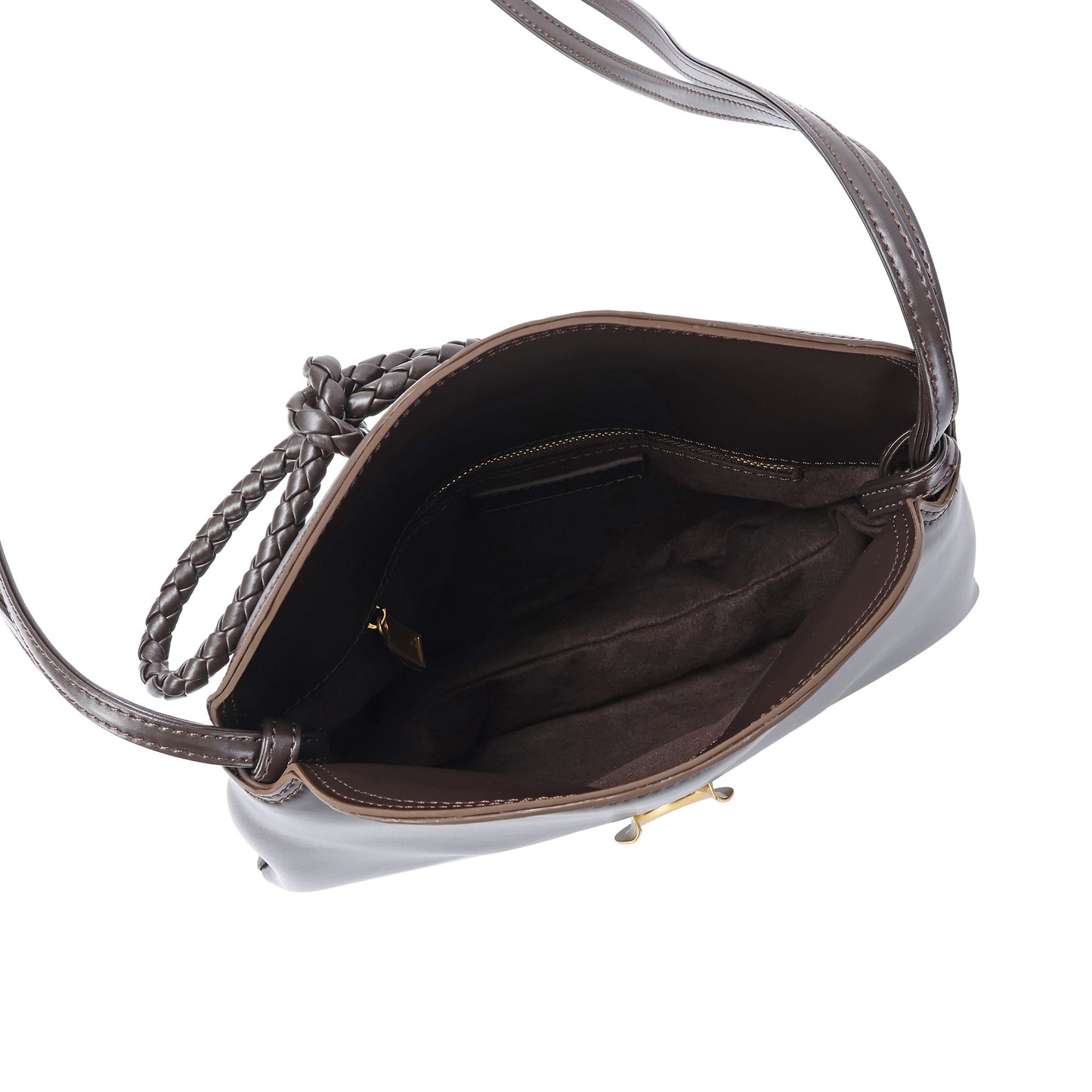 Elegant Leather Crossbody Bag with Braided Closure