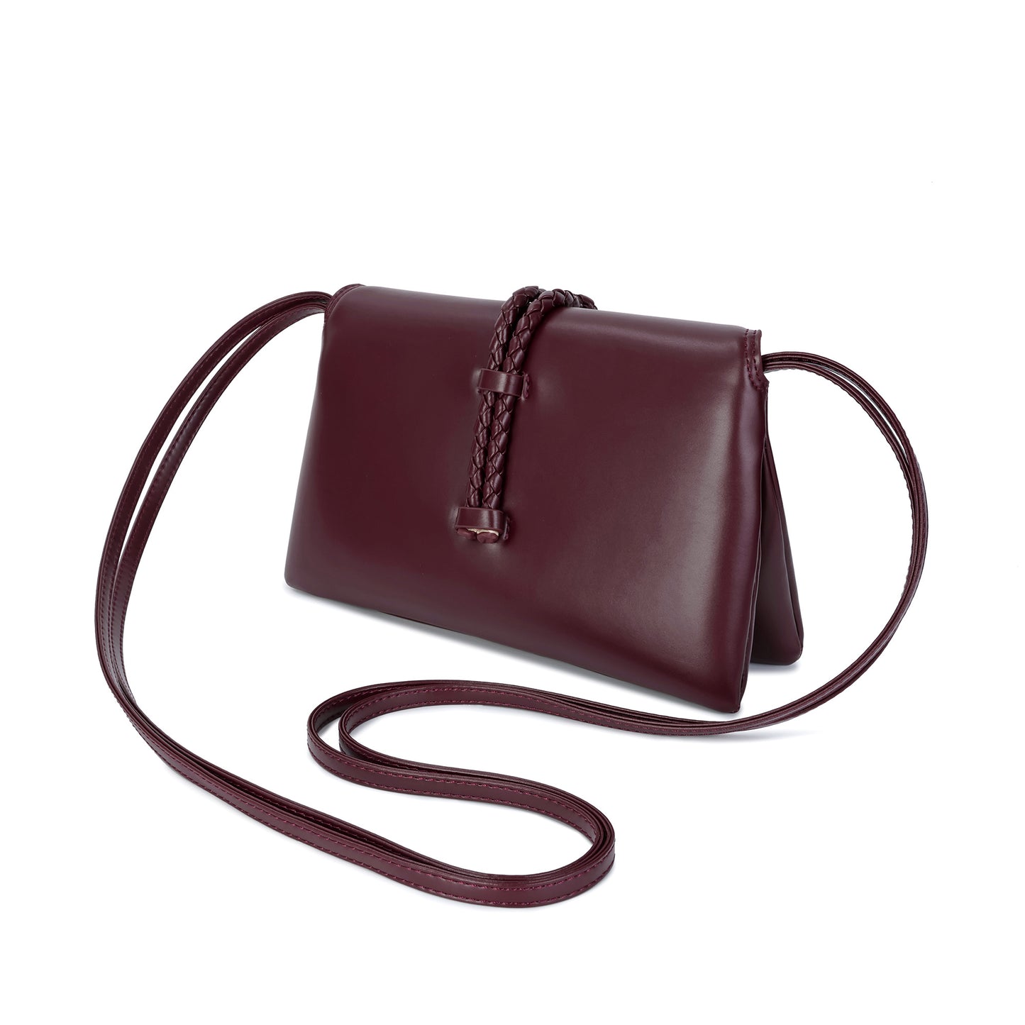 Elegant Leather Crossbody Bag with Braided Closure