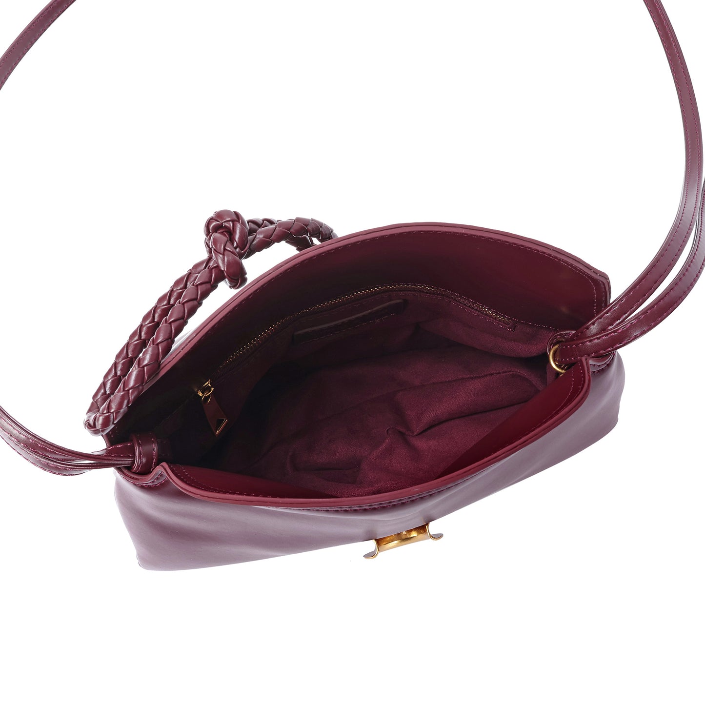 Elegant Leather Crossbody Bag with Braided Closure