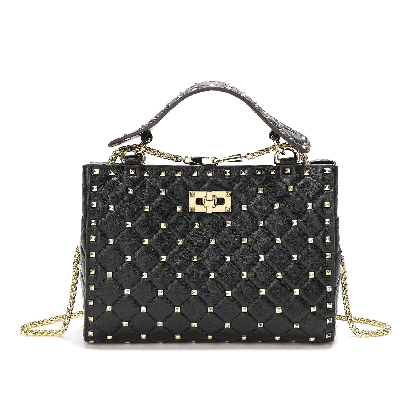 Tiffany & Fred Quilted & Studded Lambskin Leather Shoulder Bag