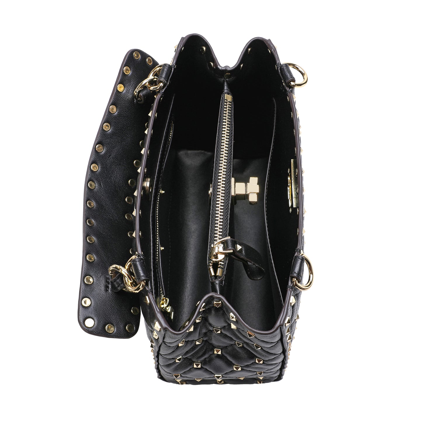 Tiffany & Fred Quilted & Studded Lambskin Leather Shoulder Bag