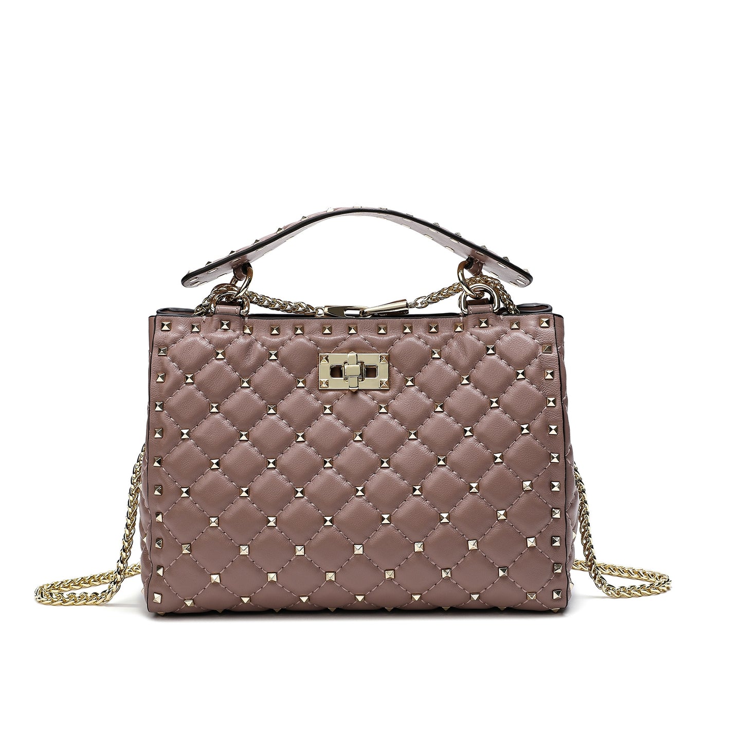 Tiffany & Fred Quilted & Studded Lambskin Leather Shoulder Bag
