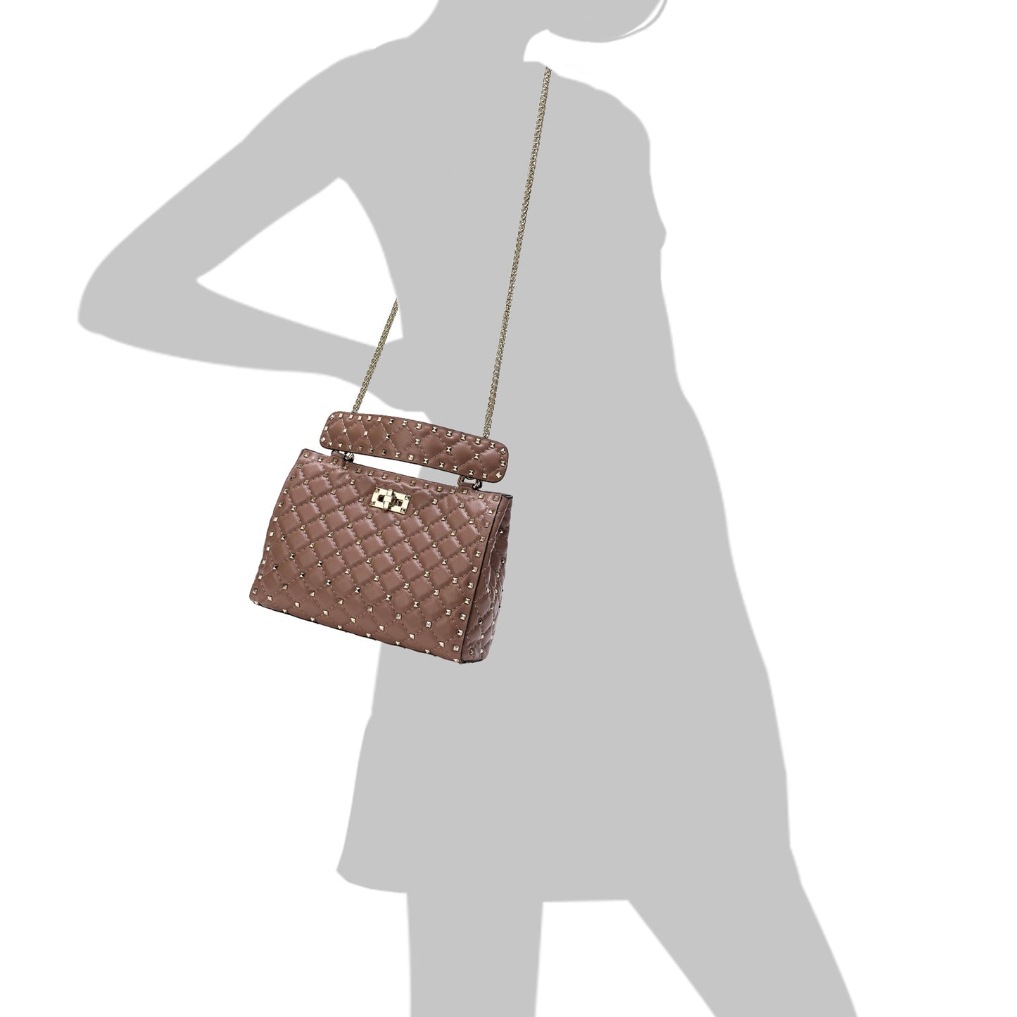 Tiffany & Fred Quilted & Studded Lambskin Leather Shoulder Bag