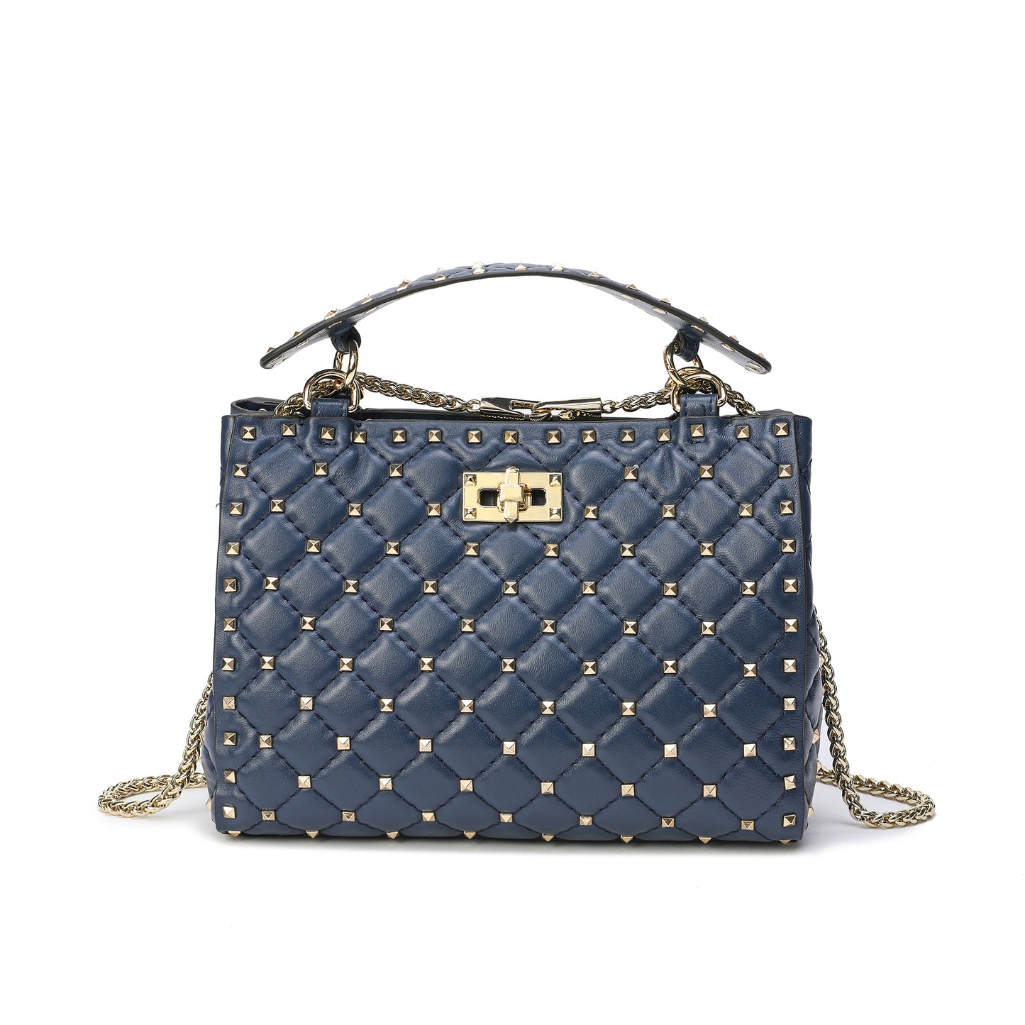 Tiffany & Fred Quilted & Studded Lambskin Leather Shoulder Bag