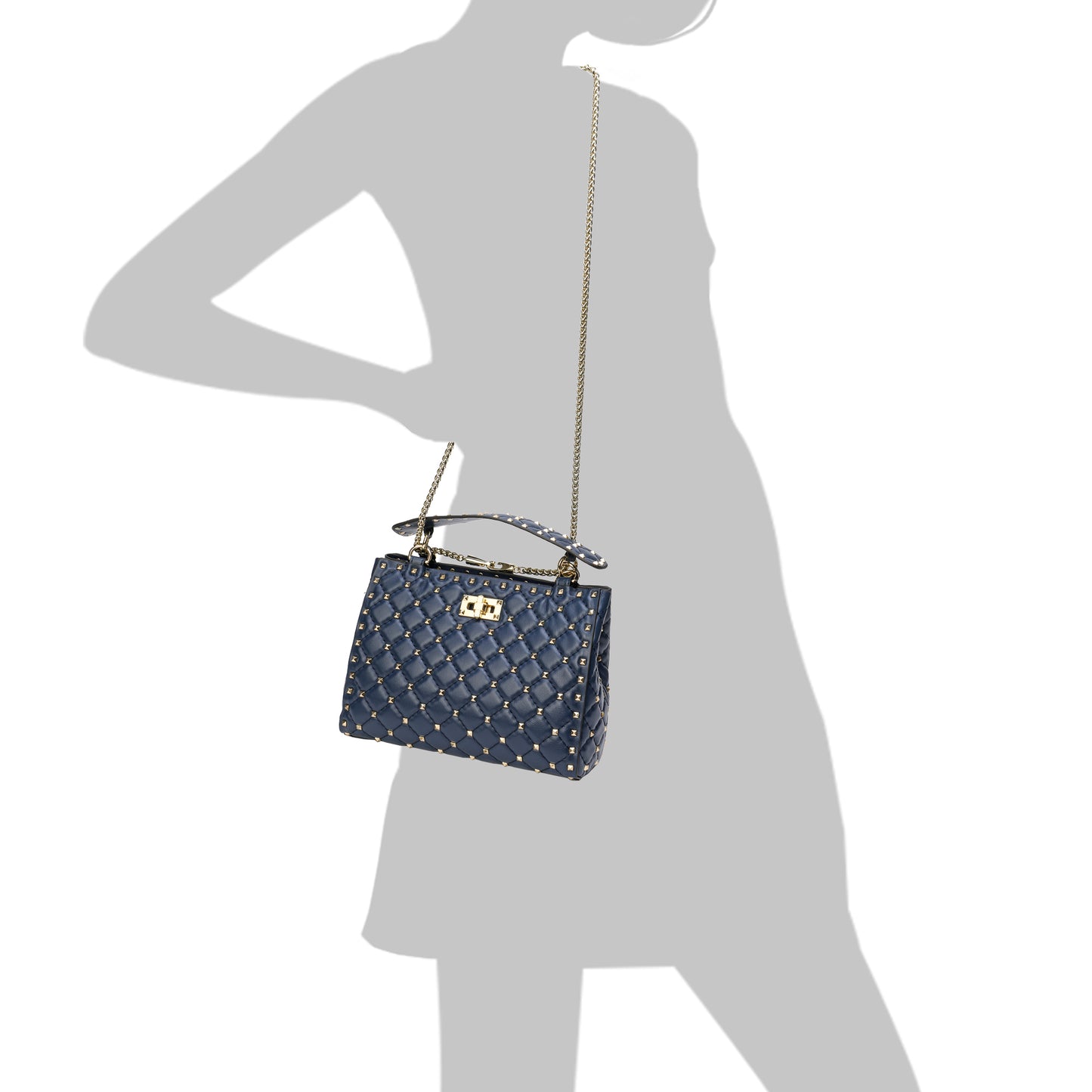 Tiffany & Fred Quilted & Studded Lambskin Leather Shoulder Bag