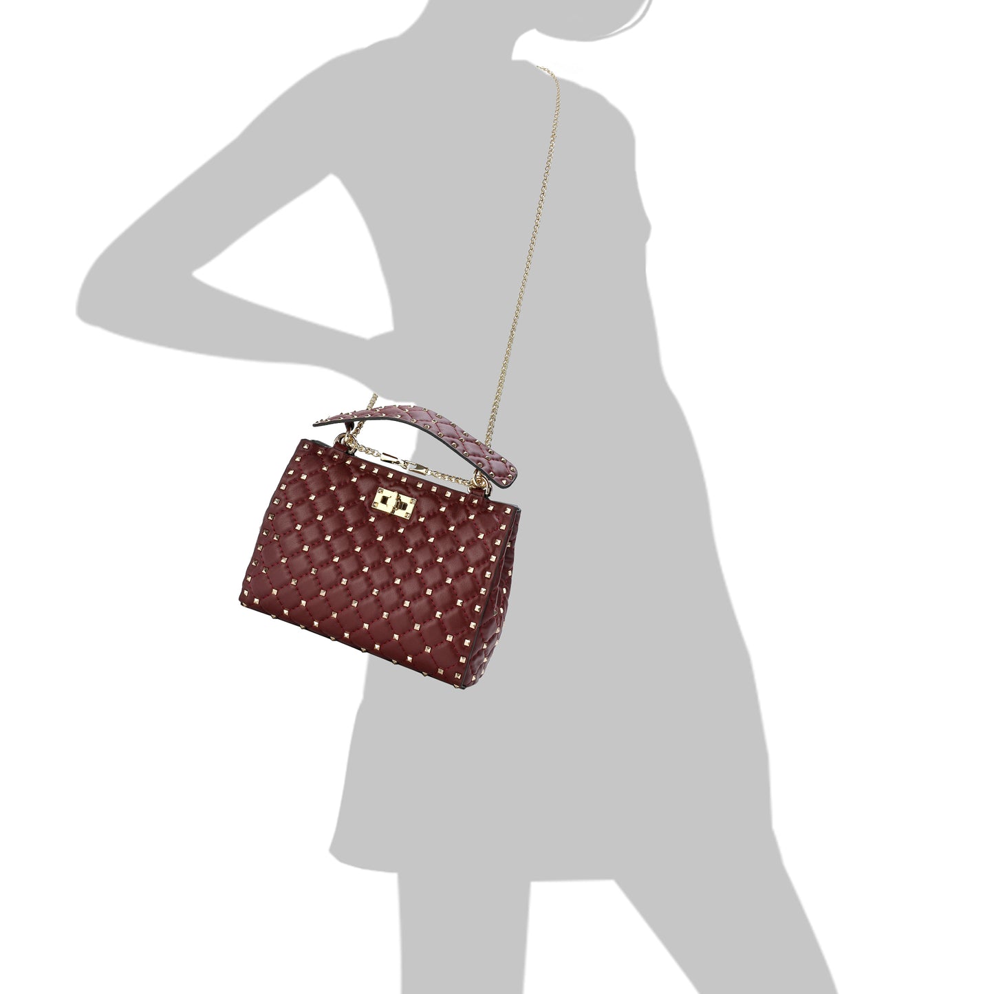 Tiffany & Fred Quilted & Studded Lambskin Leather Shoulder Bag