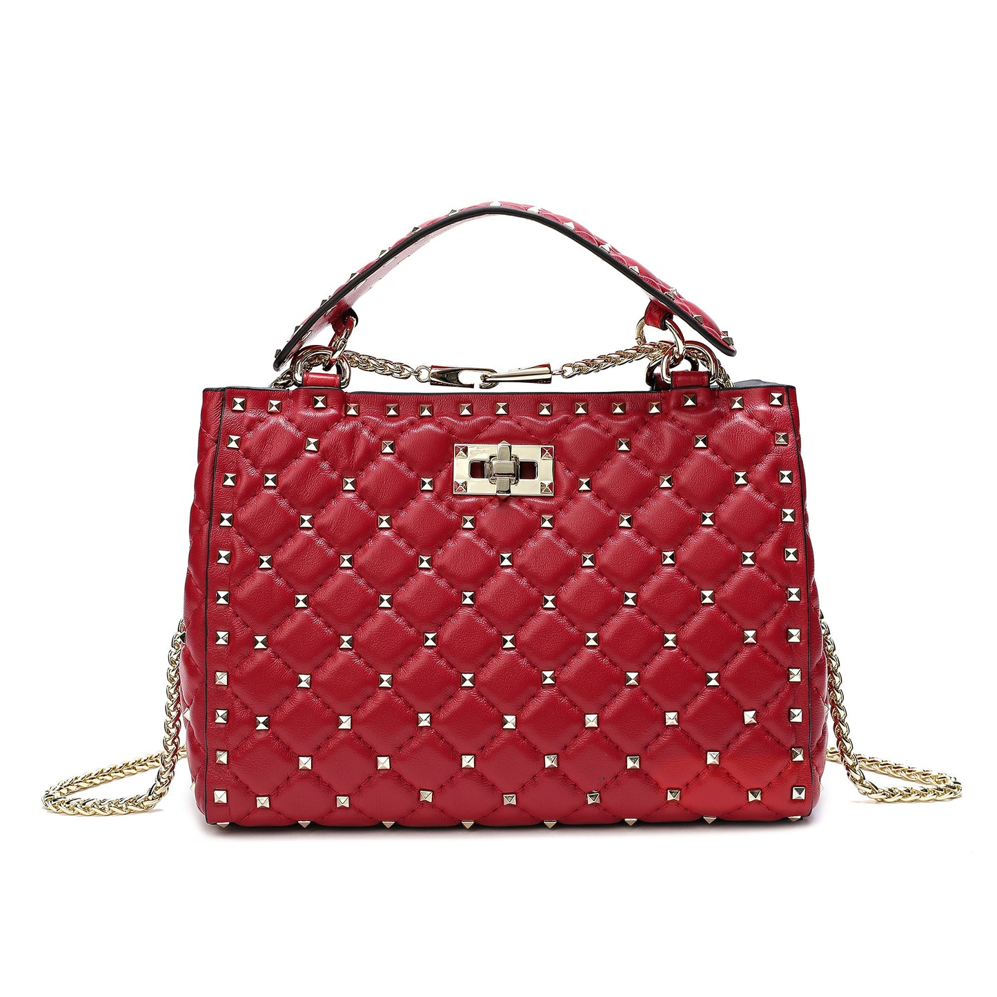Tiffany & Fred Quilted & Studded Lambskin Leather Shoulder Bag