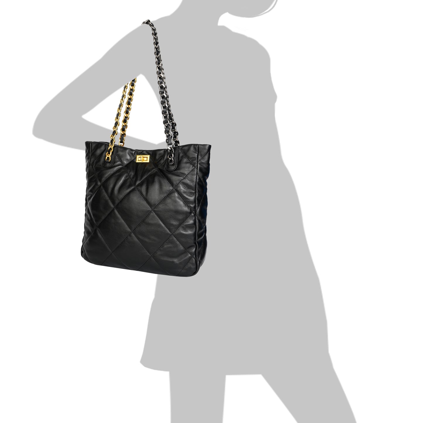 Tiffany & Fred Quilted Sheepskin Leather Tote/ Shoulder Bag