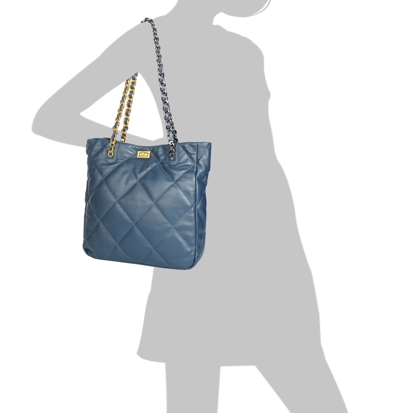 Tiffany & Fred Quilted Sheepskin Leather Tote/ Shoulder Bag