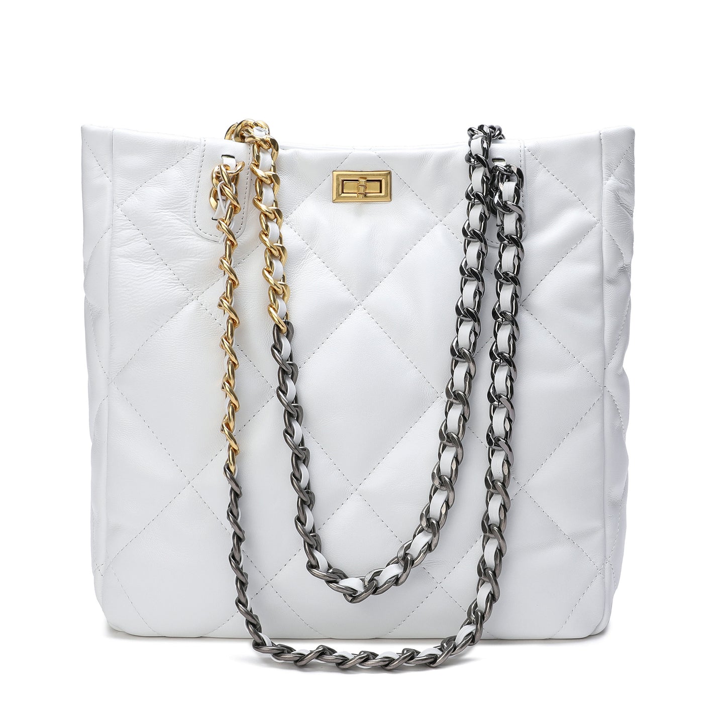 Tiffany & Fred Quilted Sheepskin Leather Tote/ Shoulder Bag