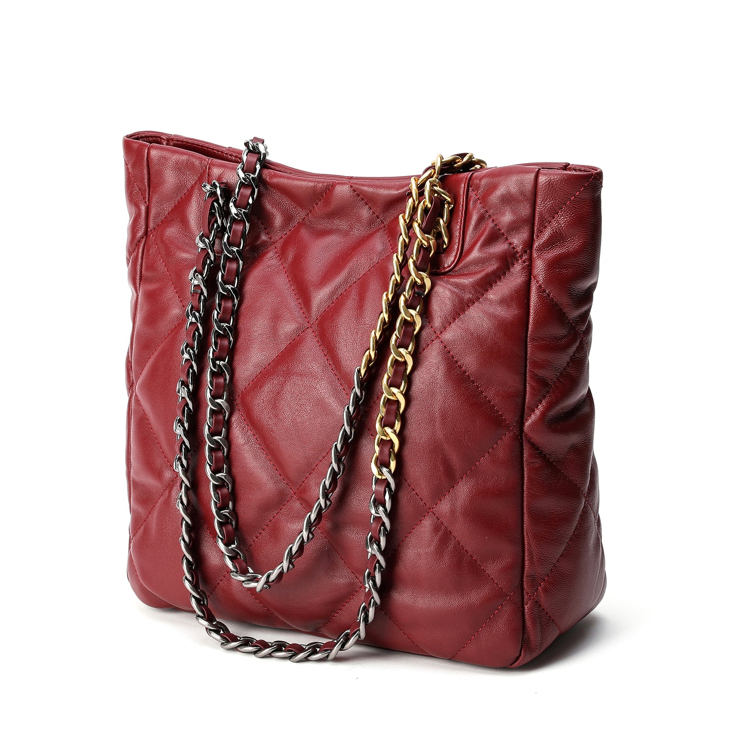 Tiffany & Fred Quilted Sheepskin Leather Tote/ Shoulder Bag