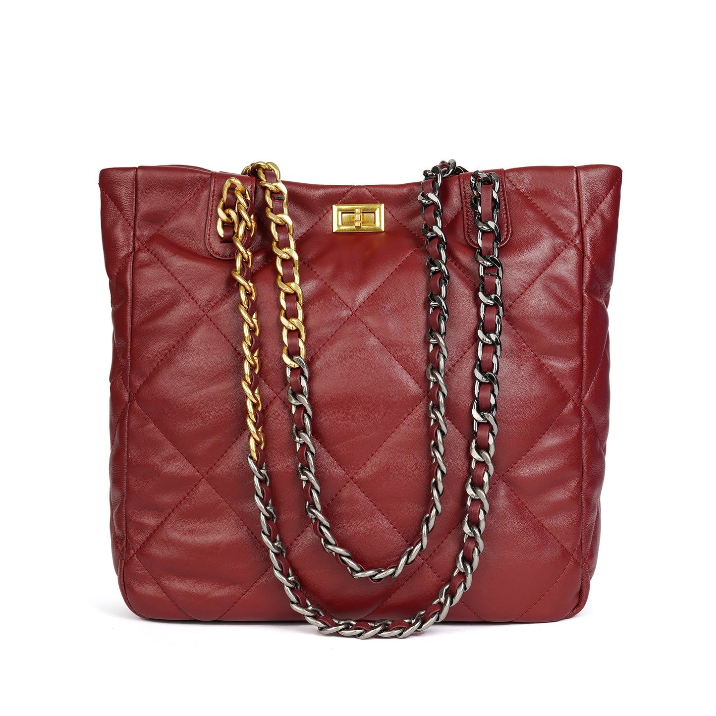 Tiffany & Fred Quilted Sheepskin Leather Tote/ Shoulder Bag