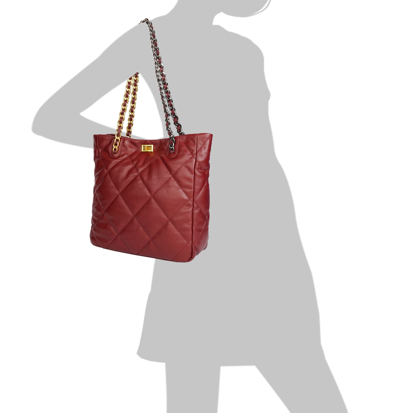 Tiffany & Fred Quilted Sheepskin Leather Tote/ Shoulder Bag