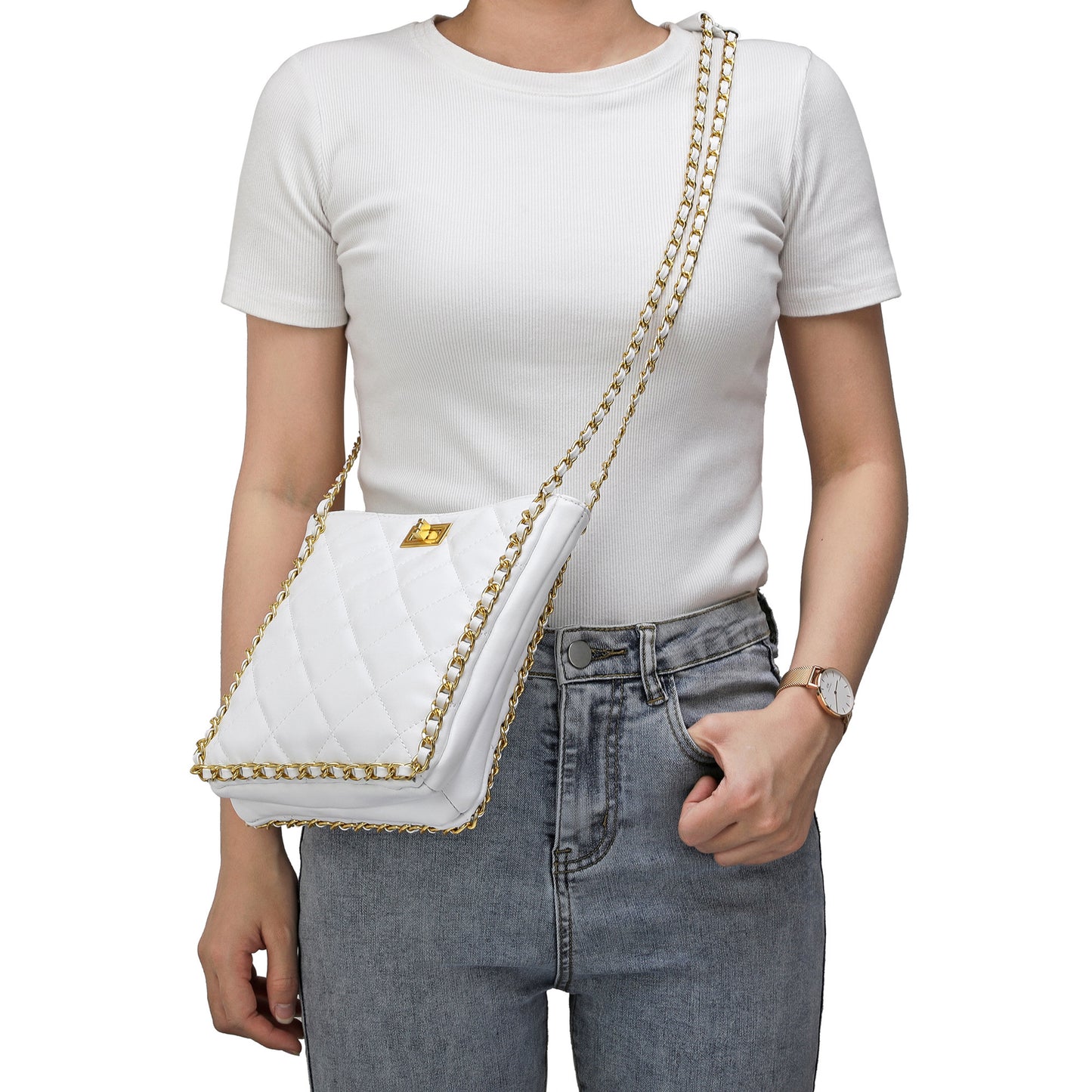 Tiffany & Fred Quilted Sheepskin Messenger/Shoulder Bag