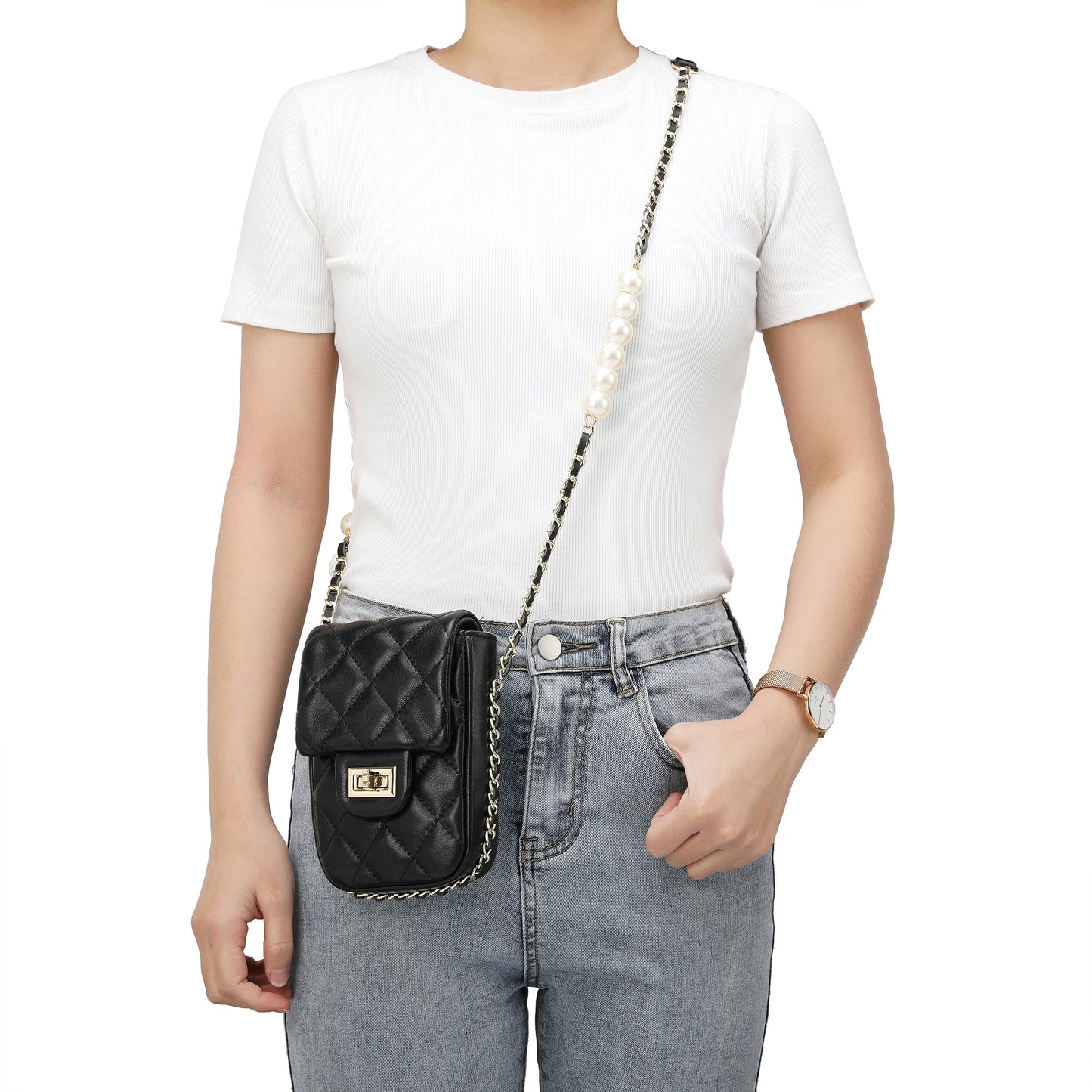 Tiffany & Fred Lizard Quilted Sheepskin Leather Crossbody Bag