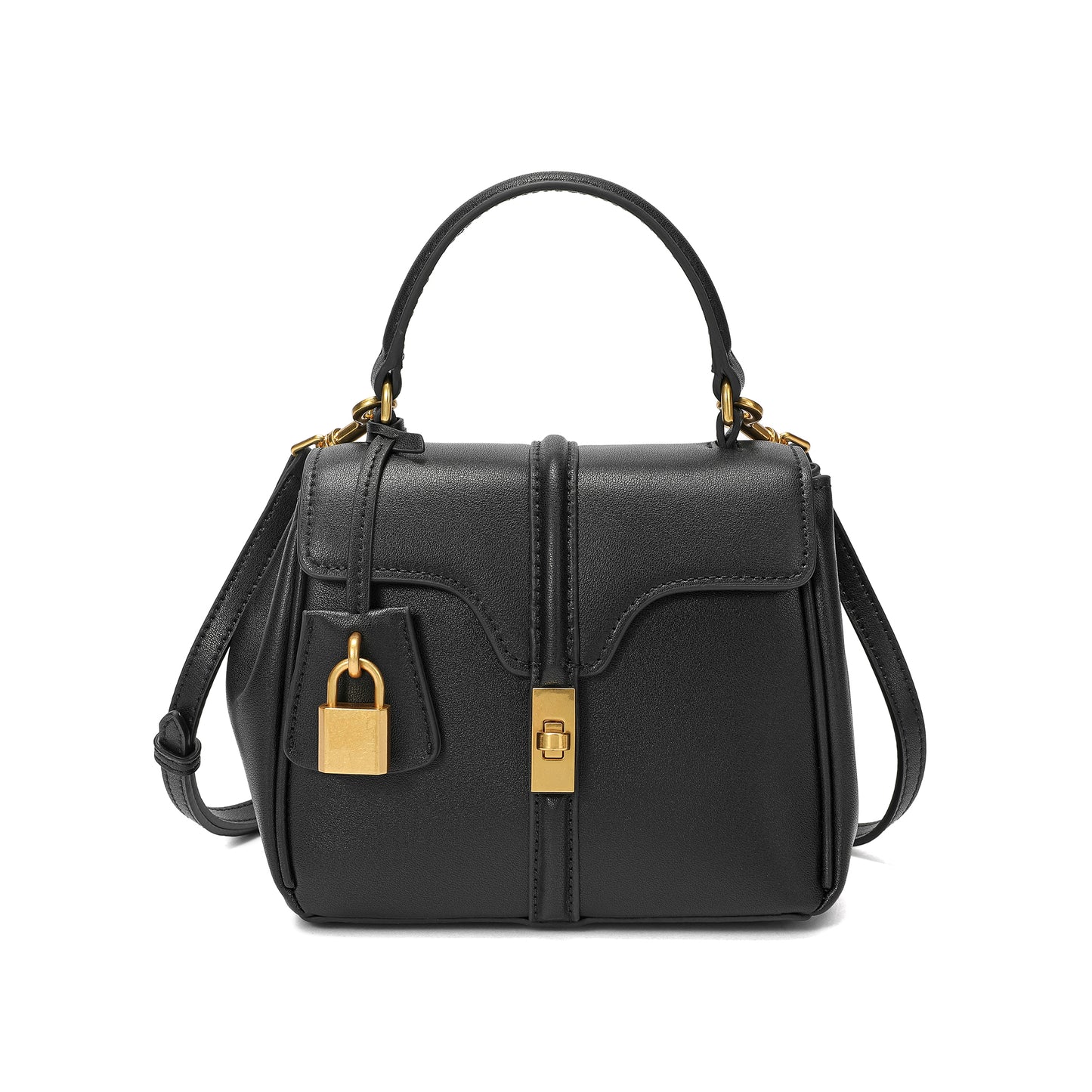 Smooth Leather Top-handle Shoulder Bag