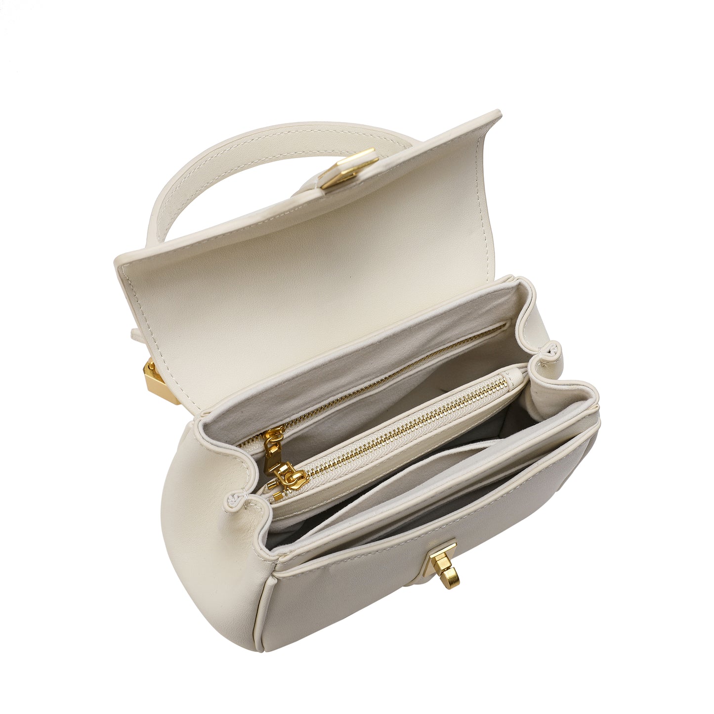 Smooth Leather Top-handle Shoulder Bag