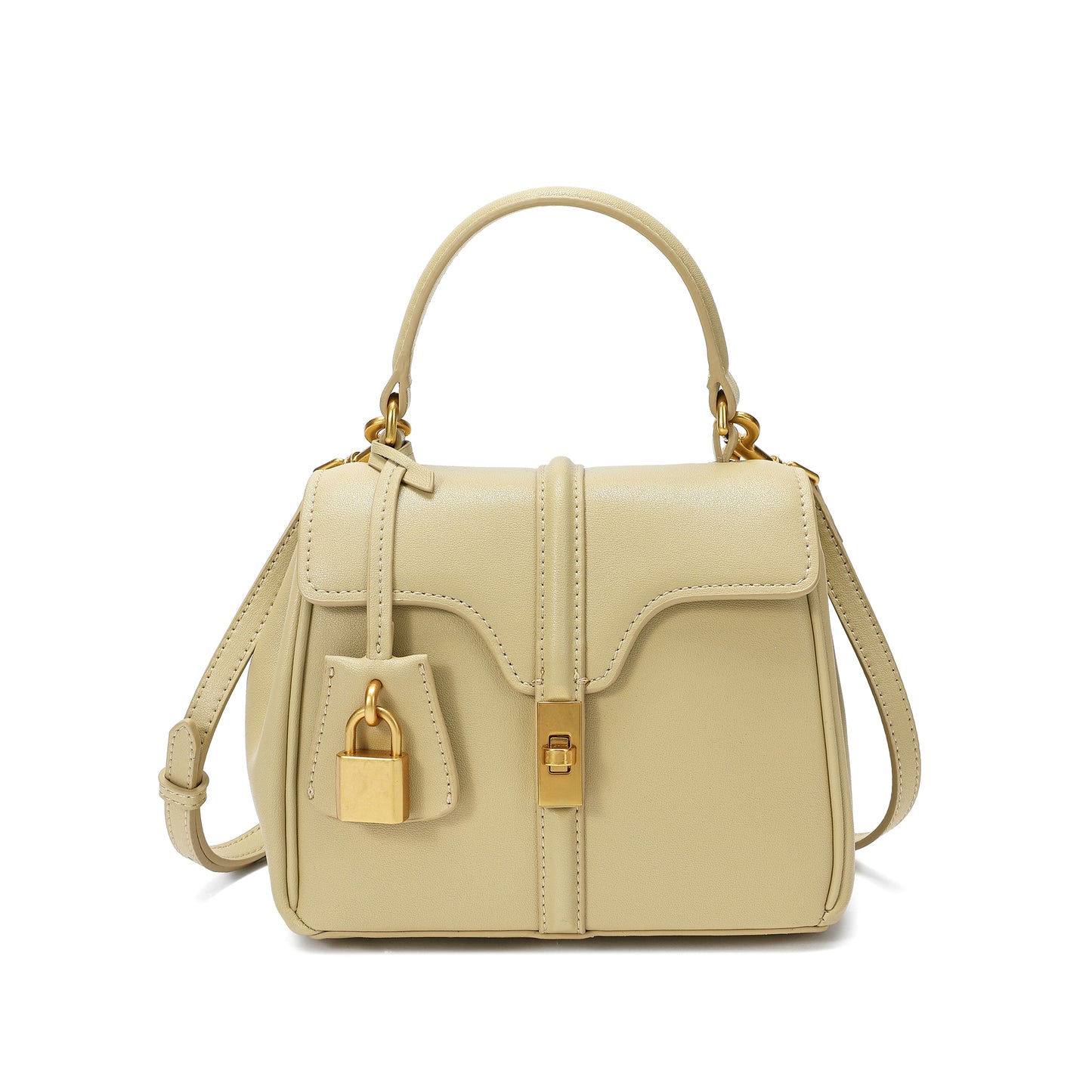 Smooth Leather Top-handle Shoulder Bag